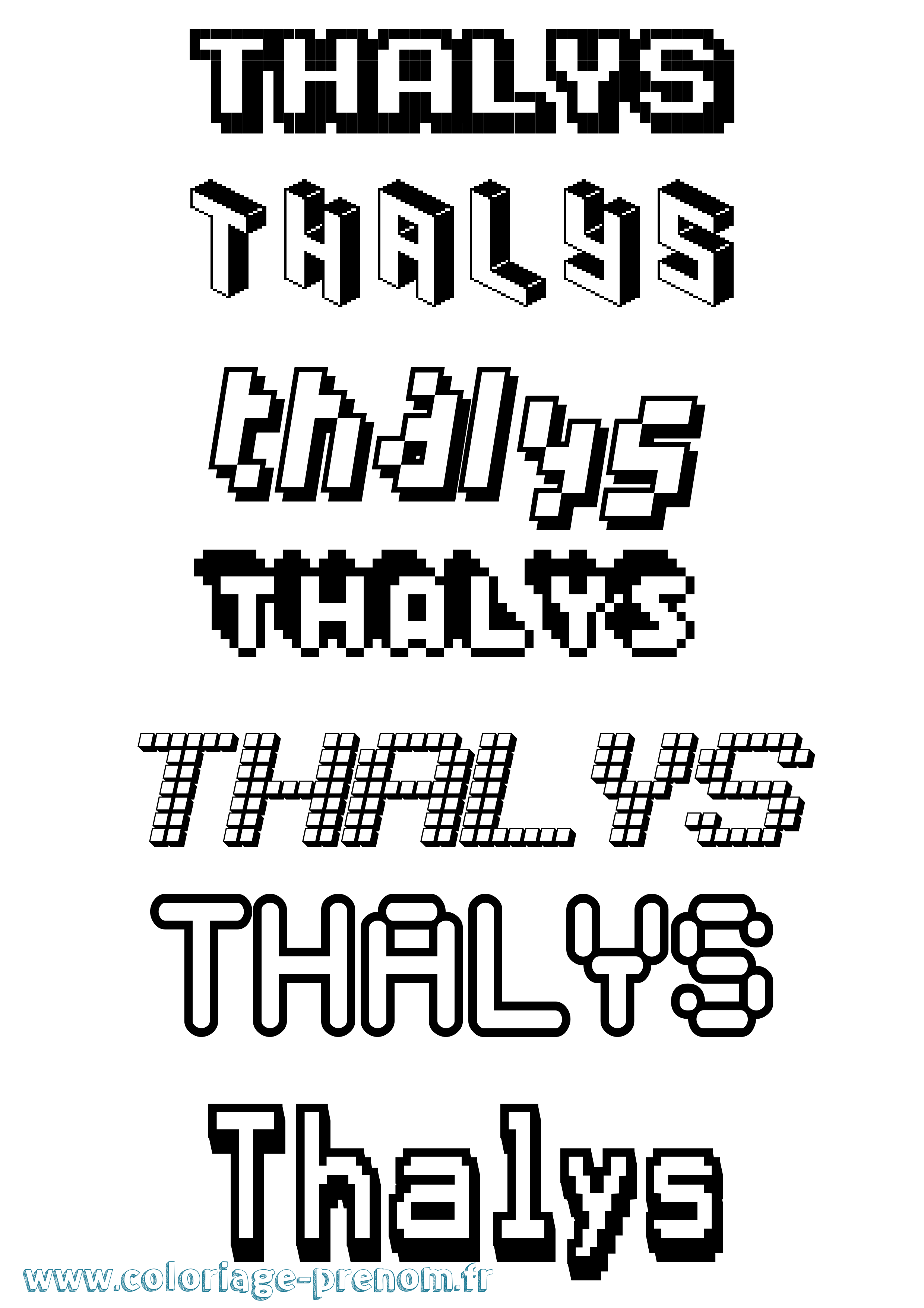 Coloriage prénom Thalys Pixel