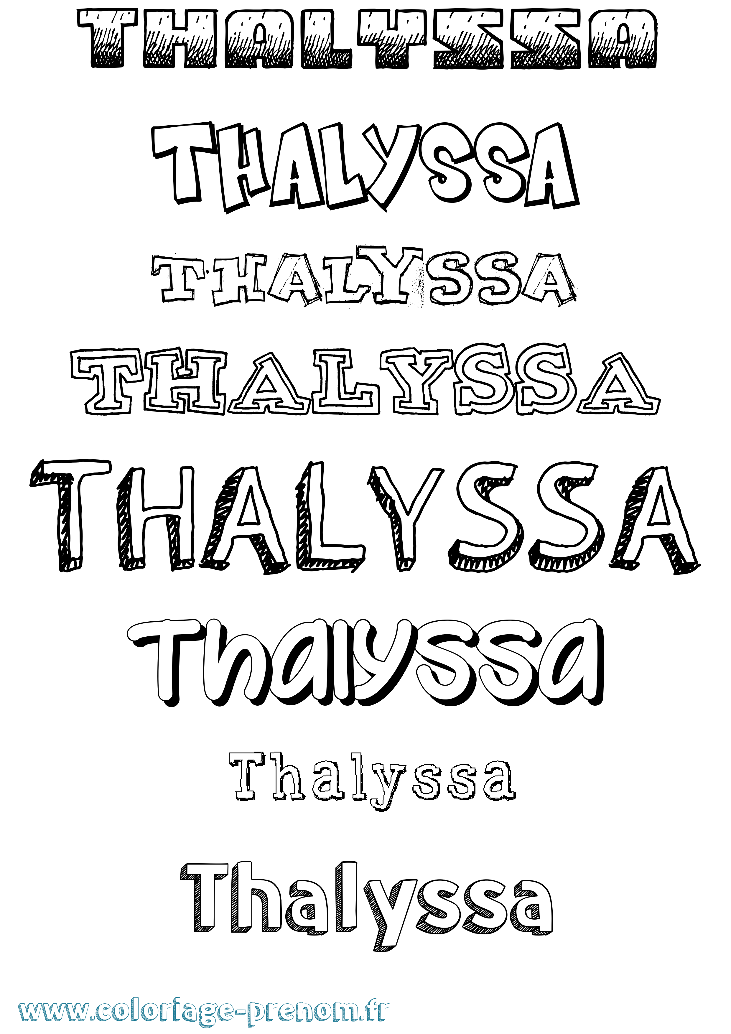 Coloriage prénom Thalyssa Dessiné