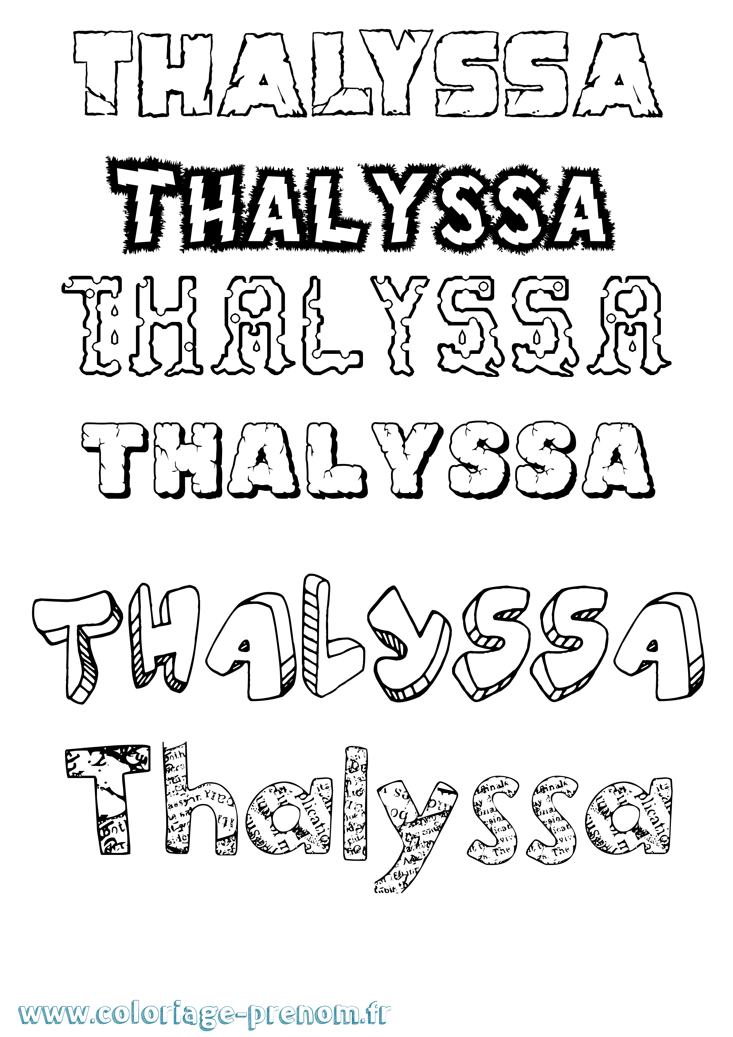 Coloriage prénom Thalyssa Destructuré