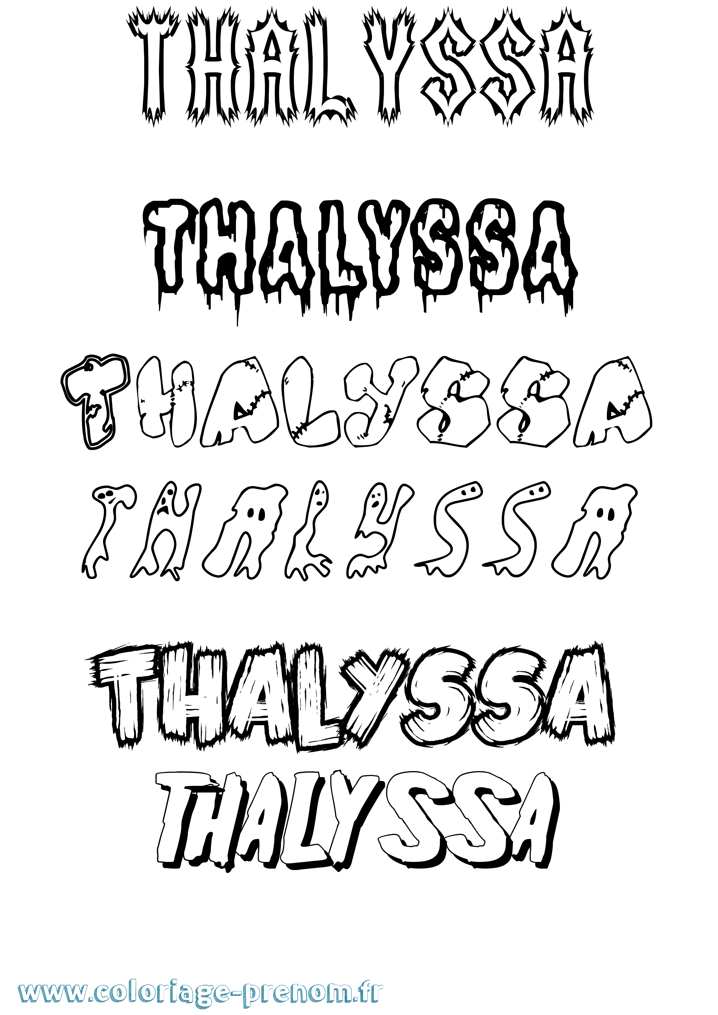 Coloriage prénom Thalyssa Frisson