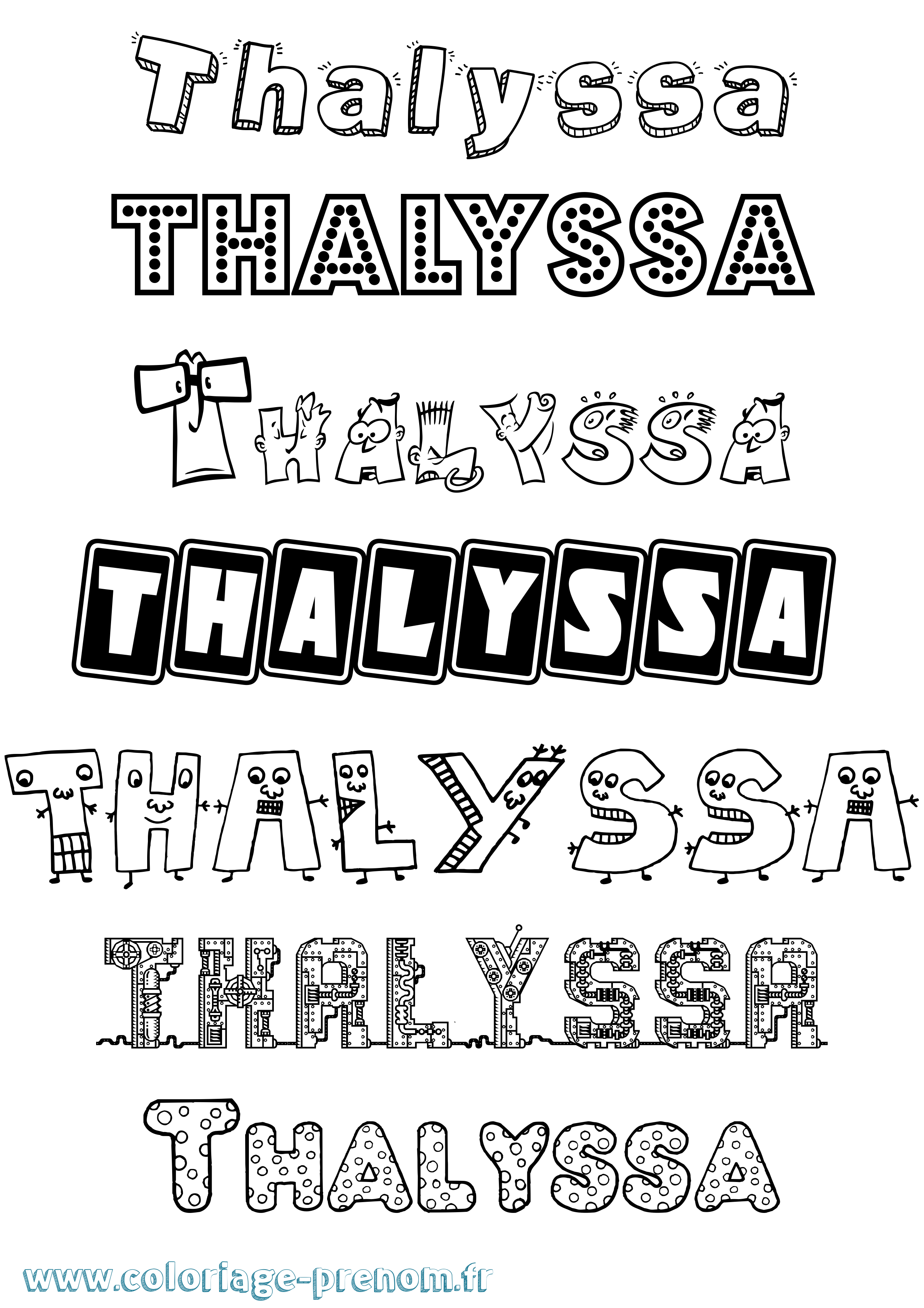 Coloriage prénom Thalyssa Fun