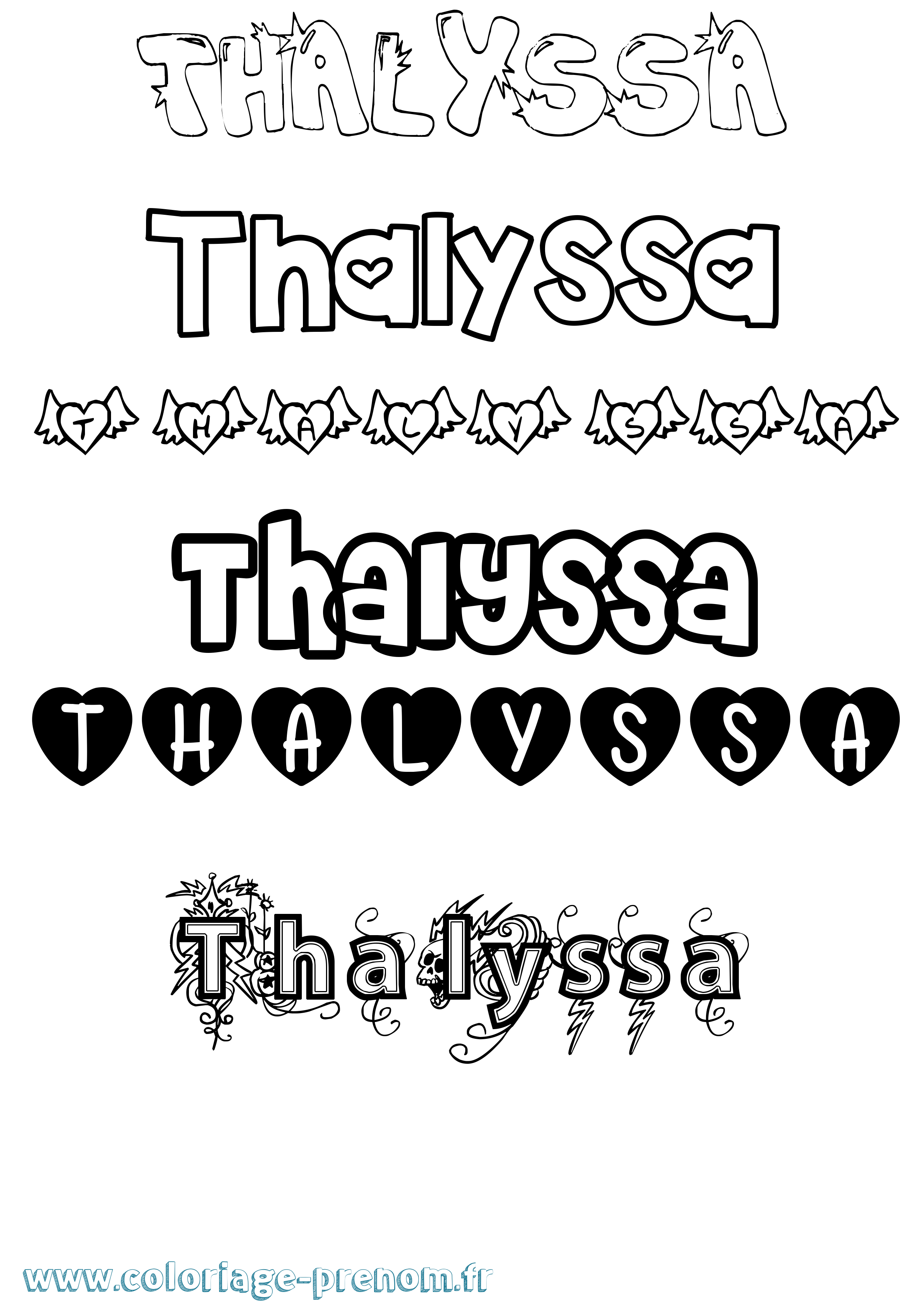 Coloriage prénom Thalyssa Girly