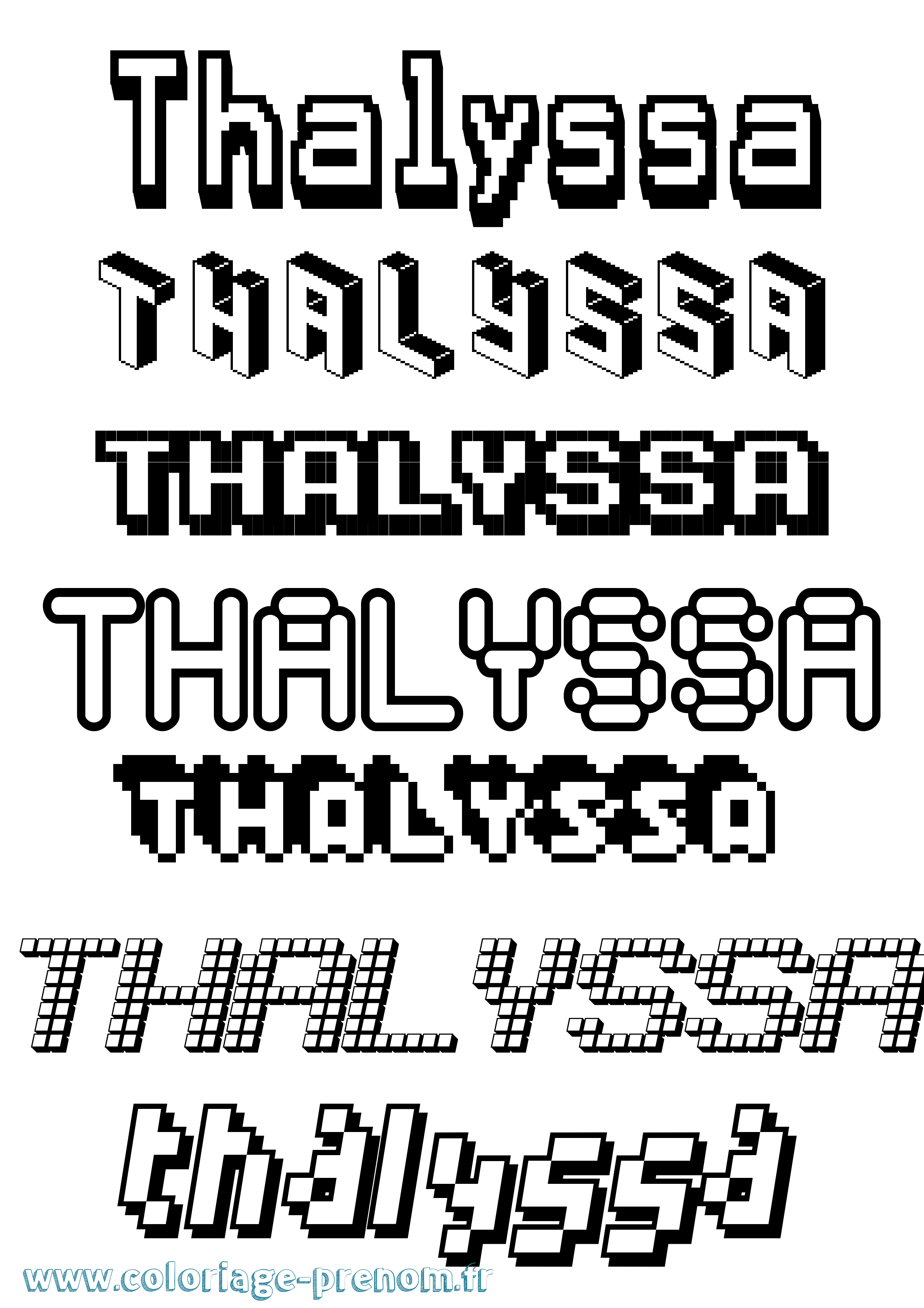 Coloriage prénom Thalyssa Pixel