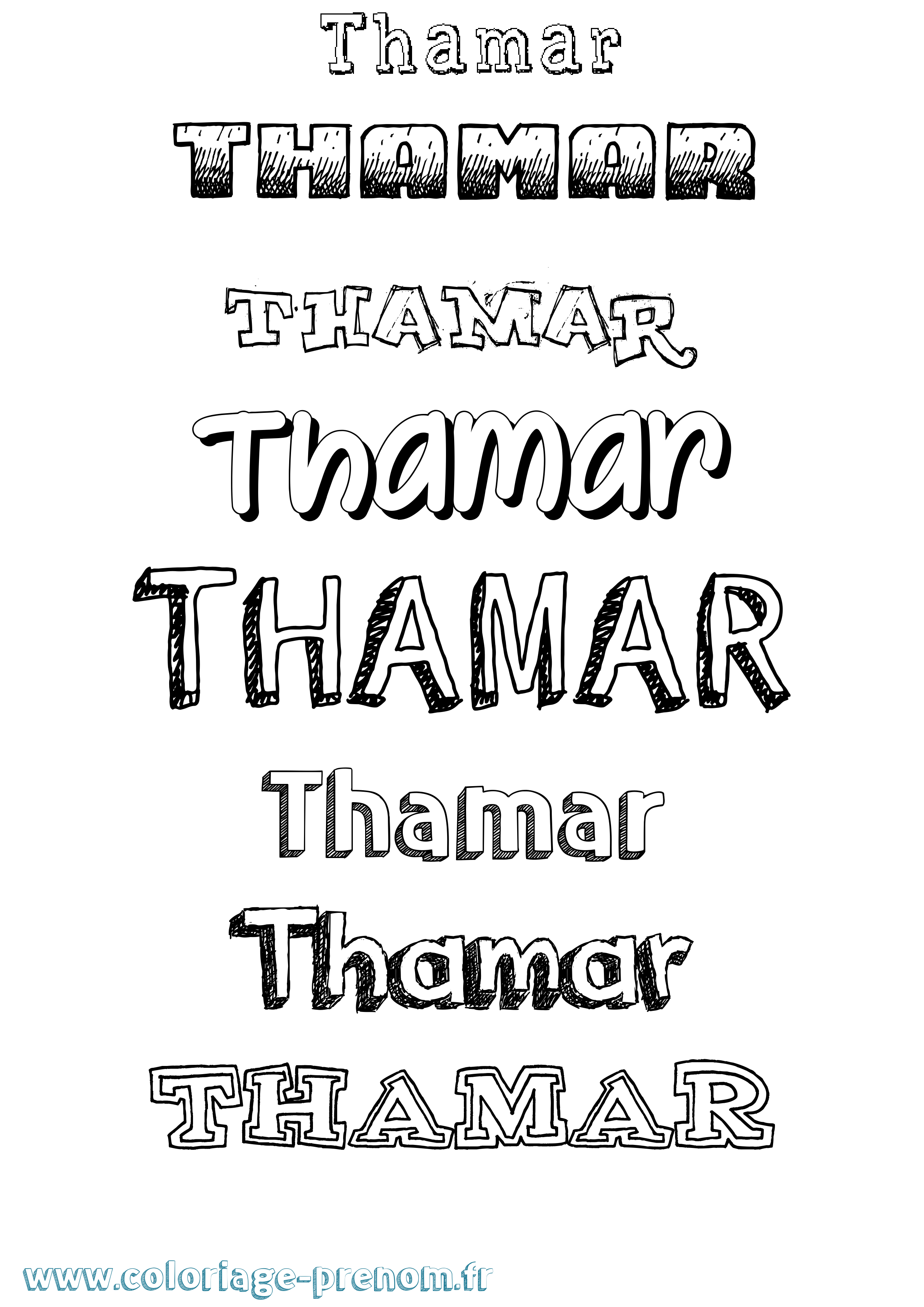 Coloriage prénom Thamar Dessiné