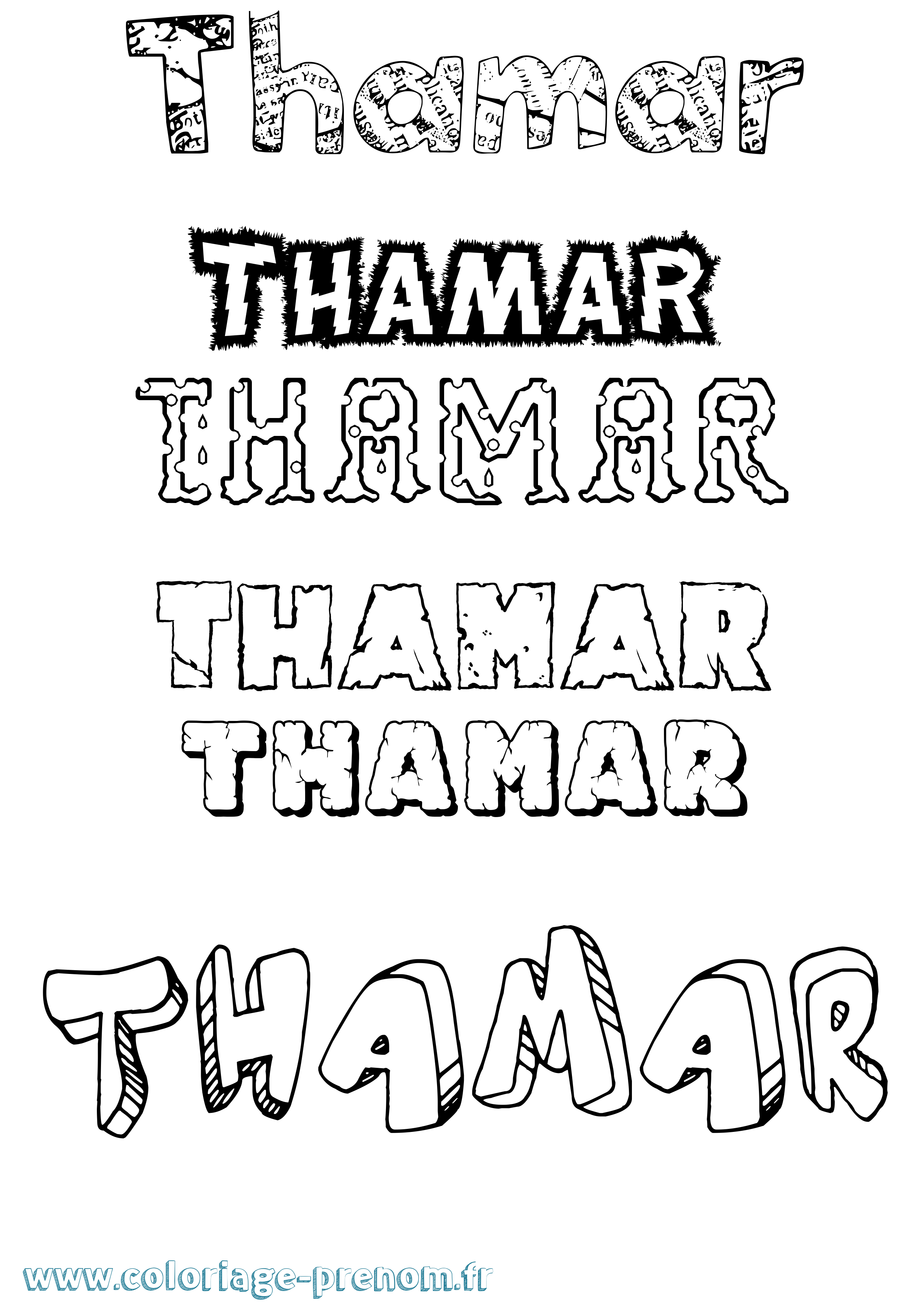 Coloriage prénom Thamar Destructuré