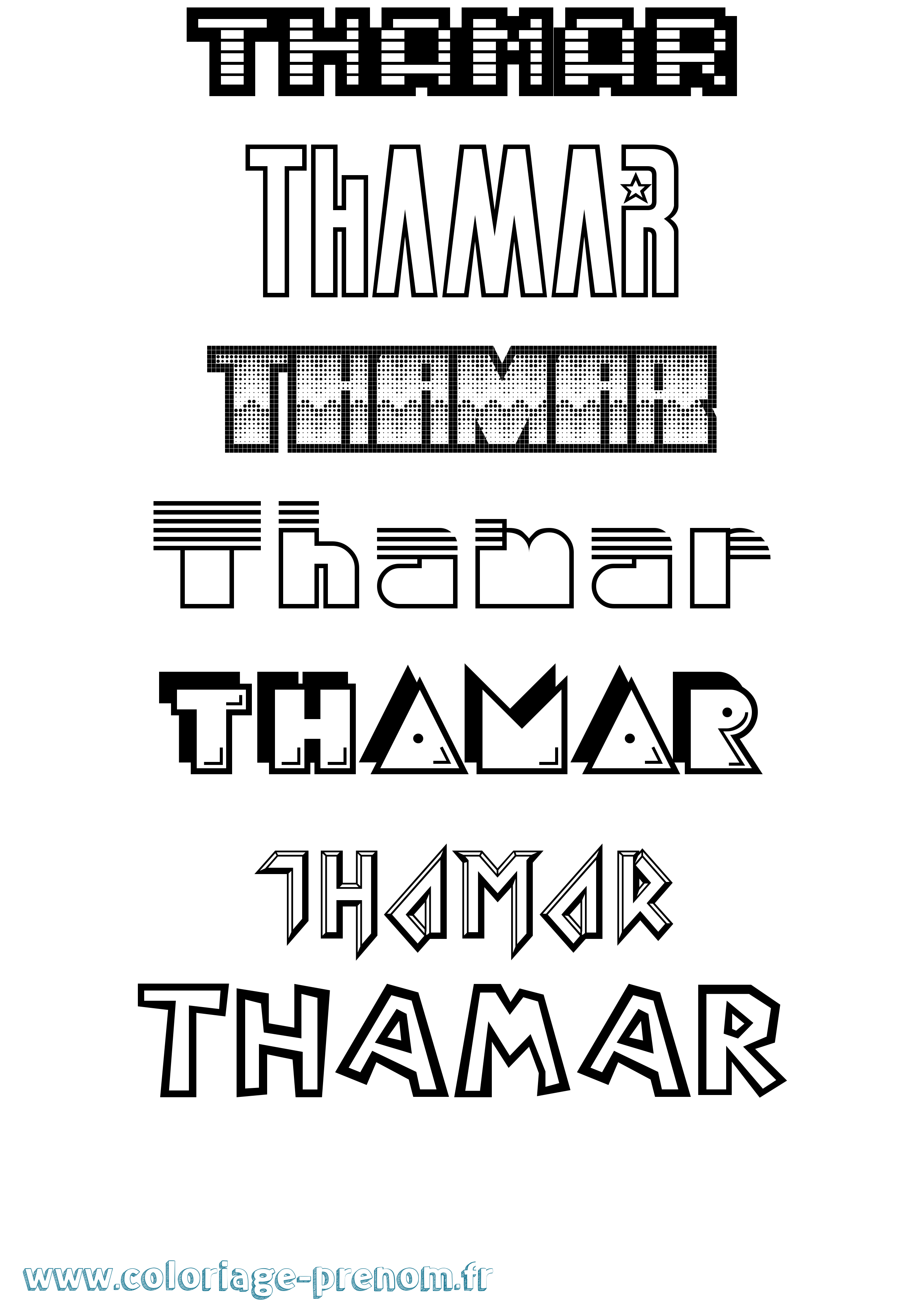 Coloriage prénom Thamar Jeux Vidéos