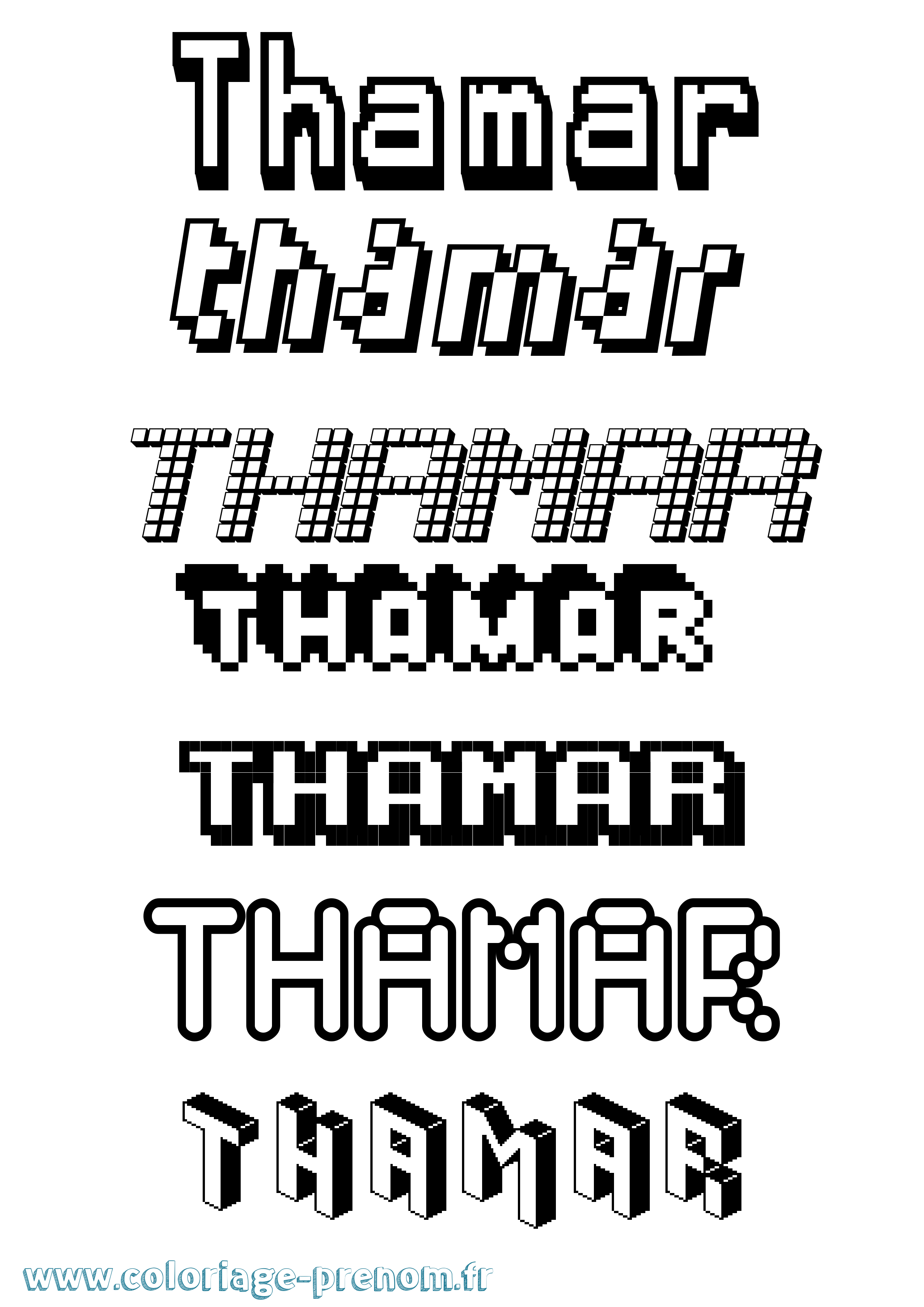 Coloriage prénom Thamar Pixel
