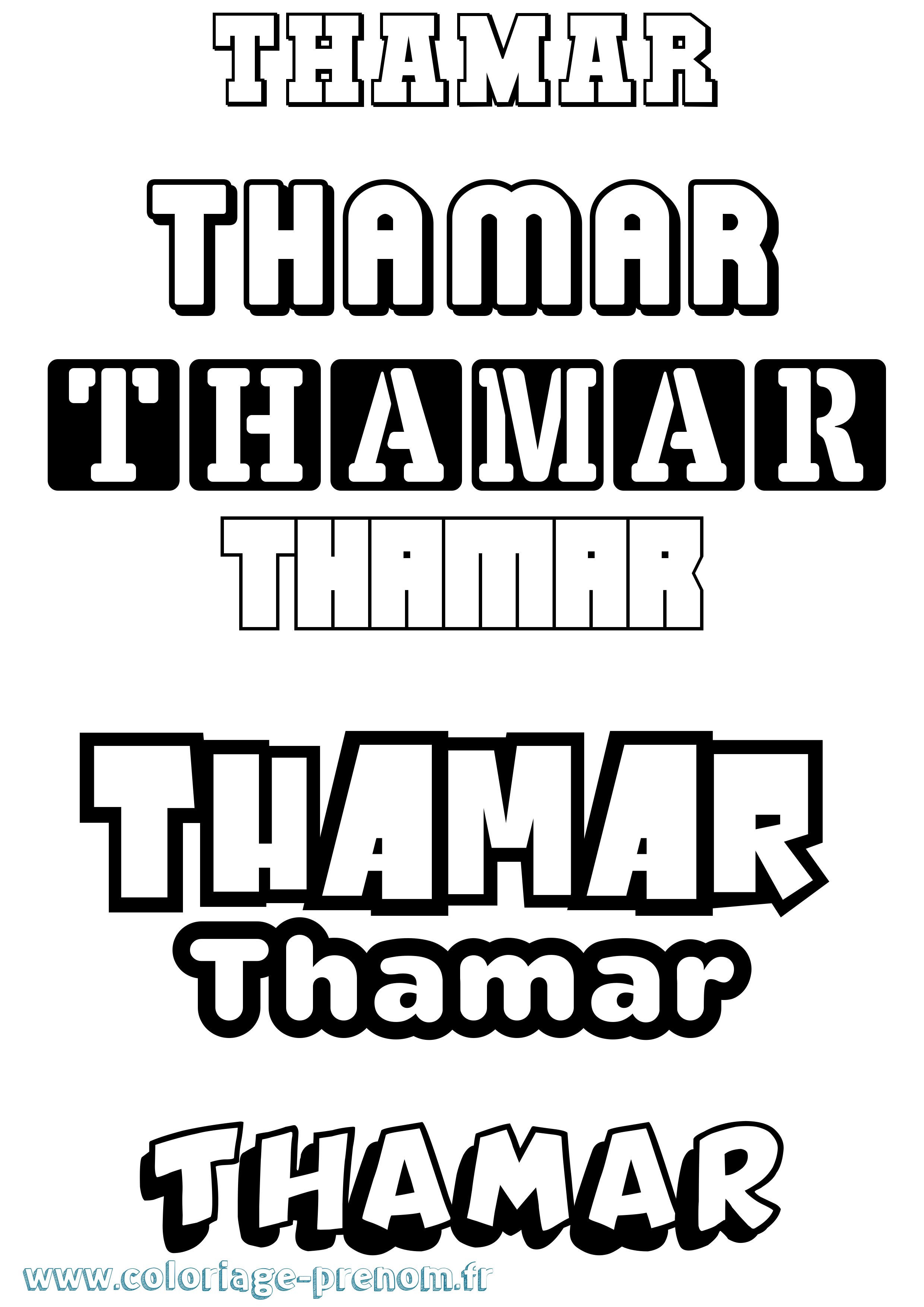Coloriage prénom Thamar Simple