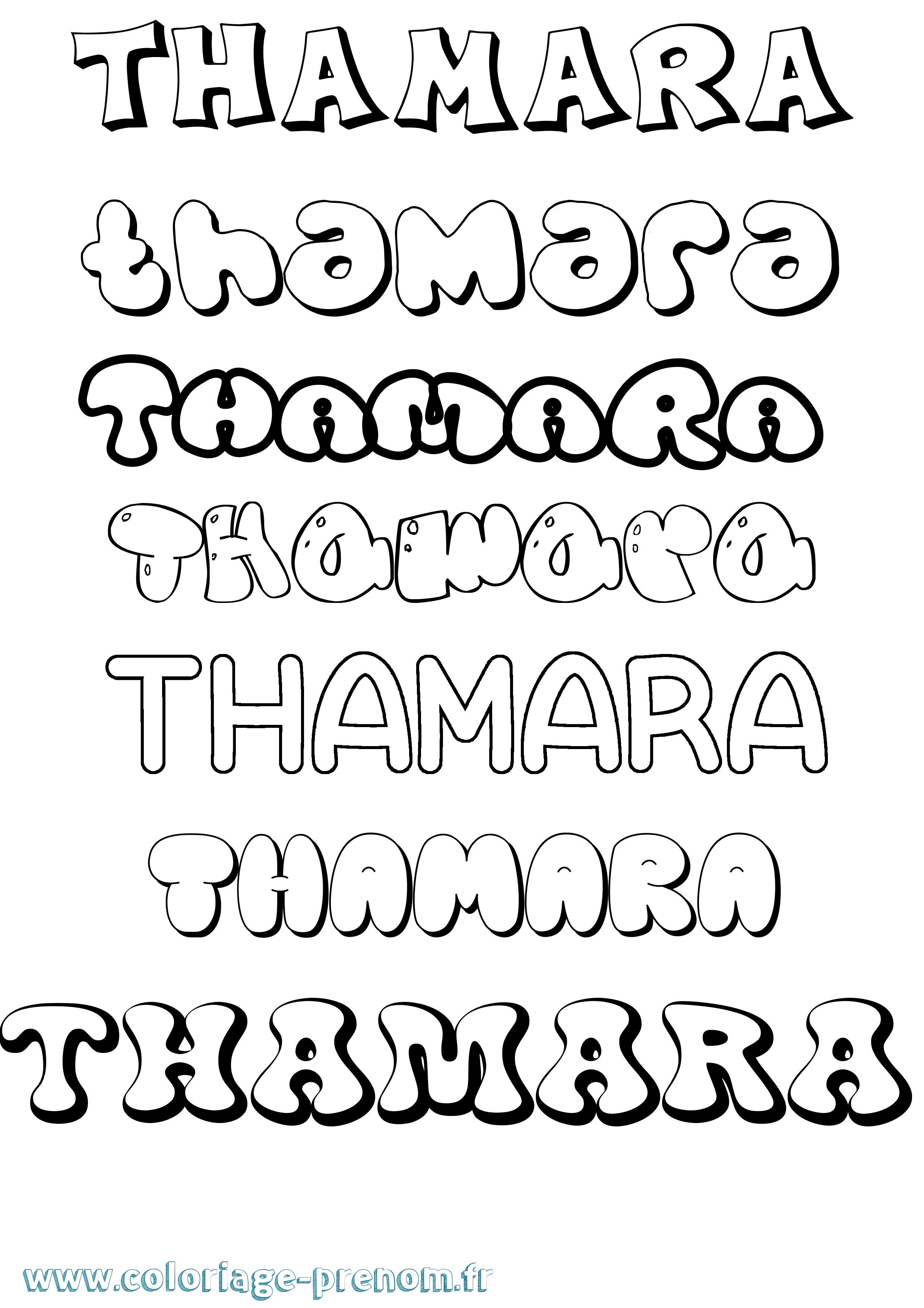 Coloriage prénom Thamara Bubble