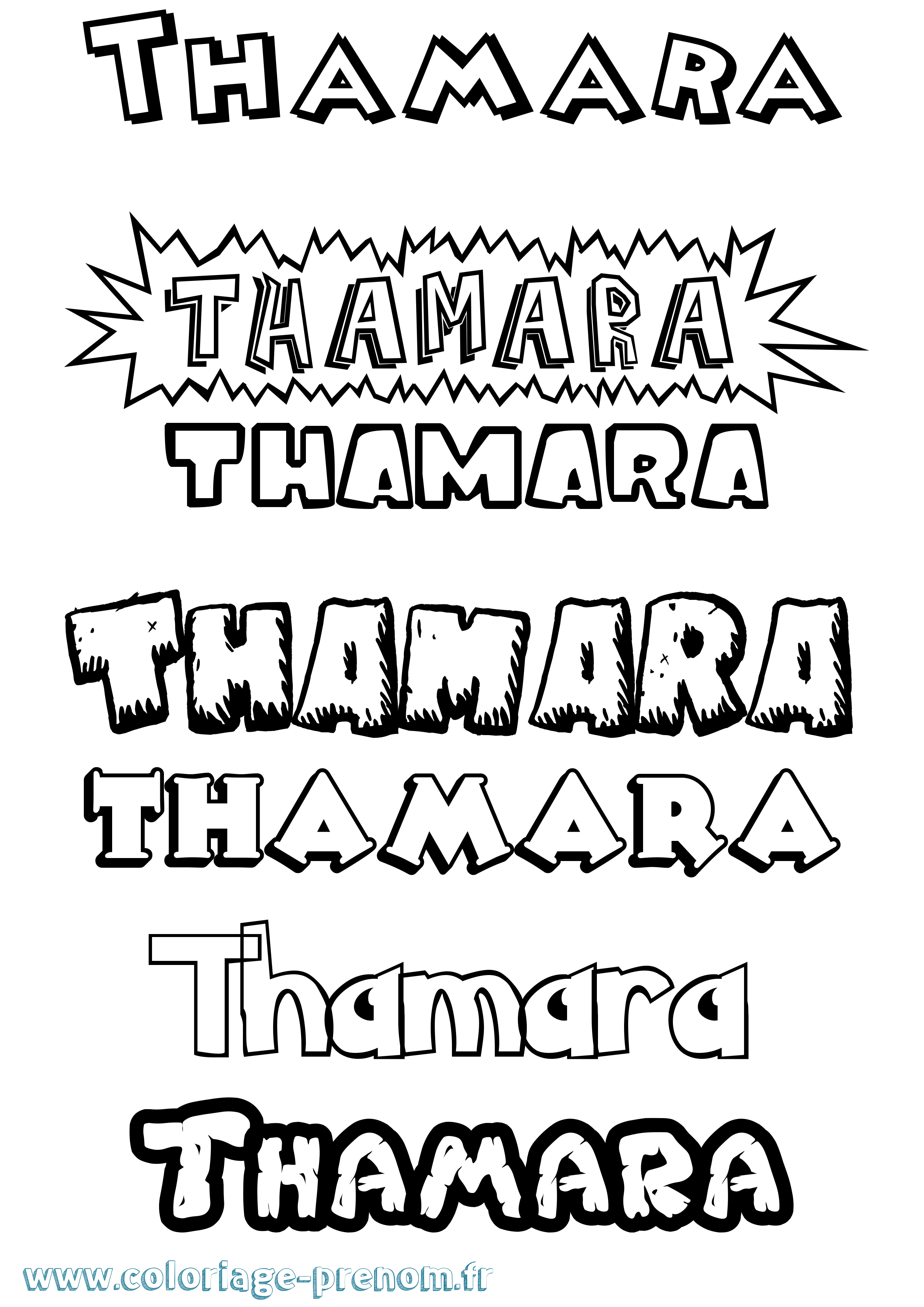 Coloriage prénom Thamara Dessin Animé
