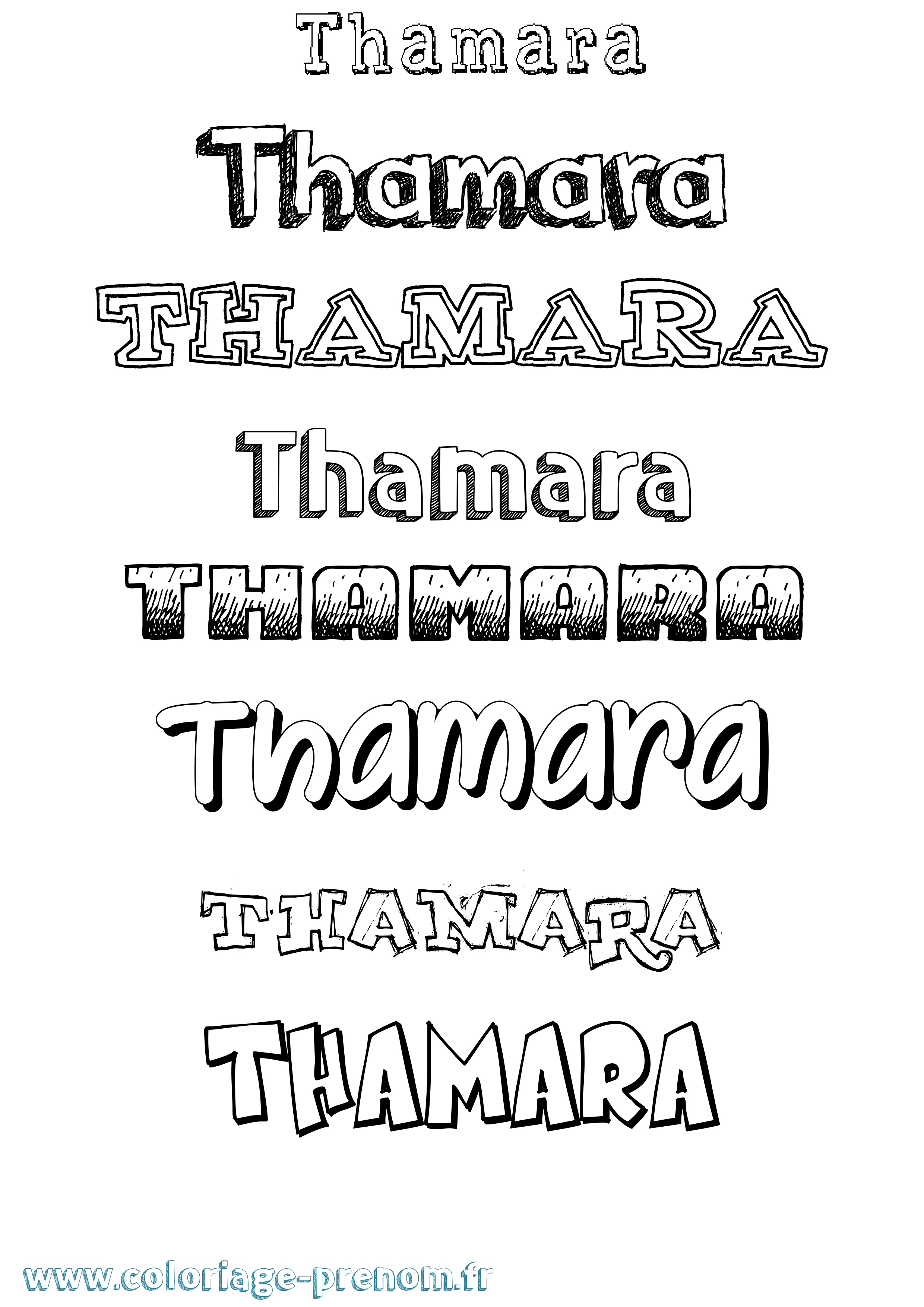 Coloriage prénom Thamara Dessiné