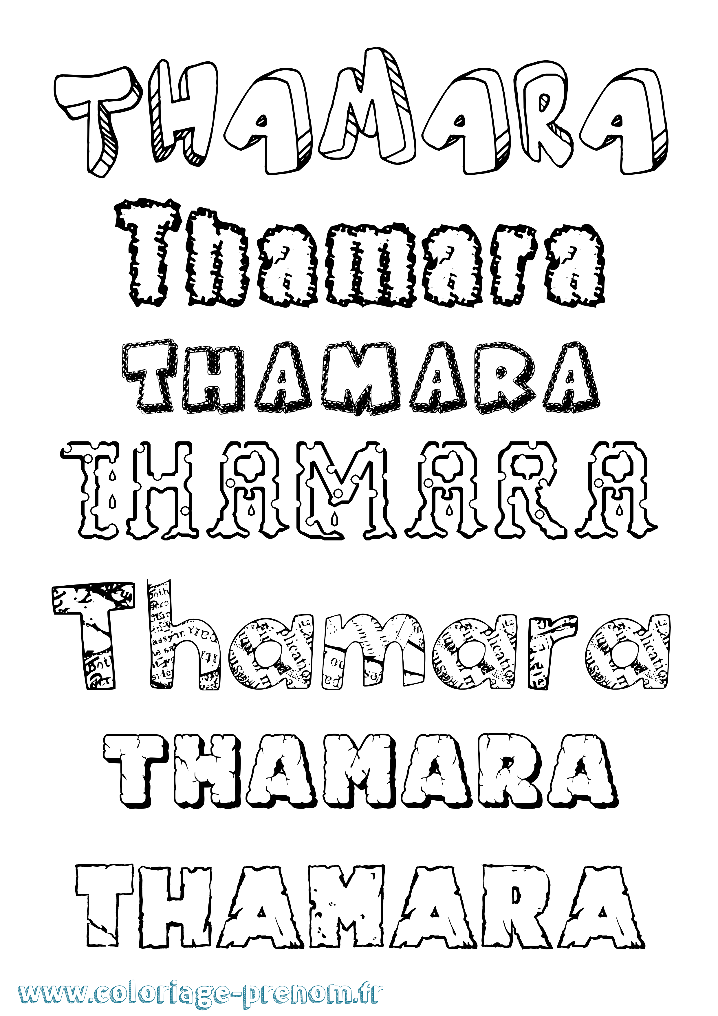 Coloriage prénom Thamara Destructuré