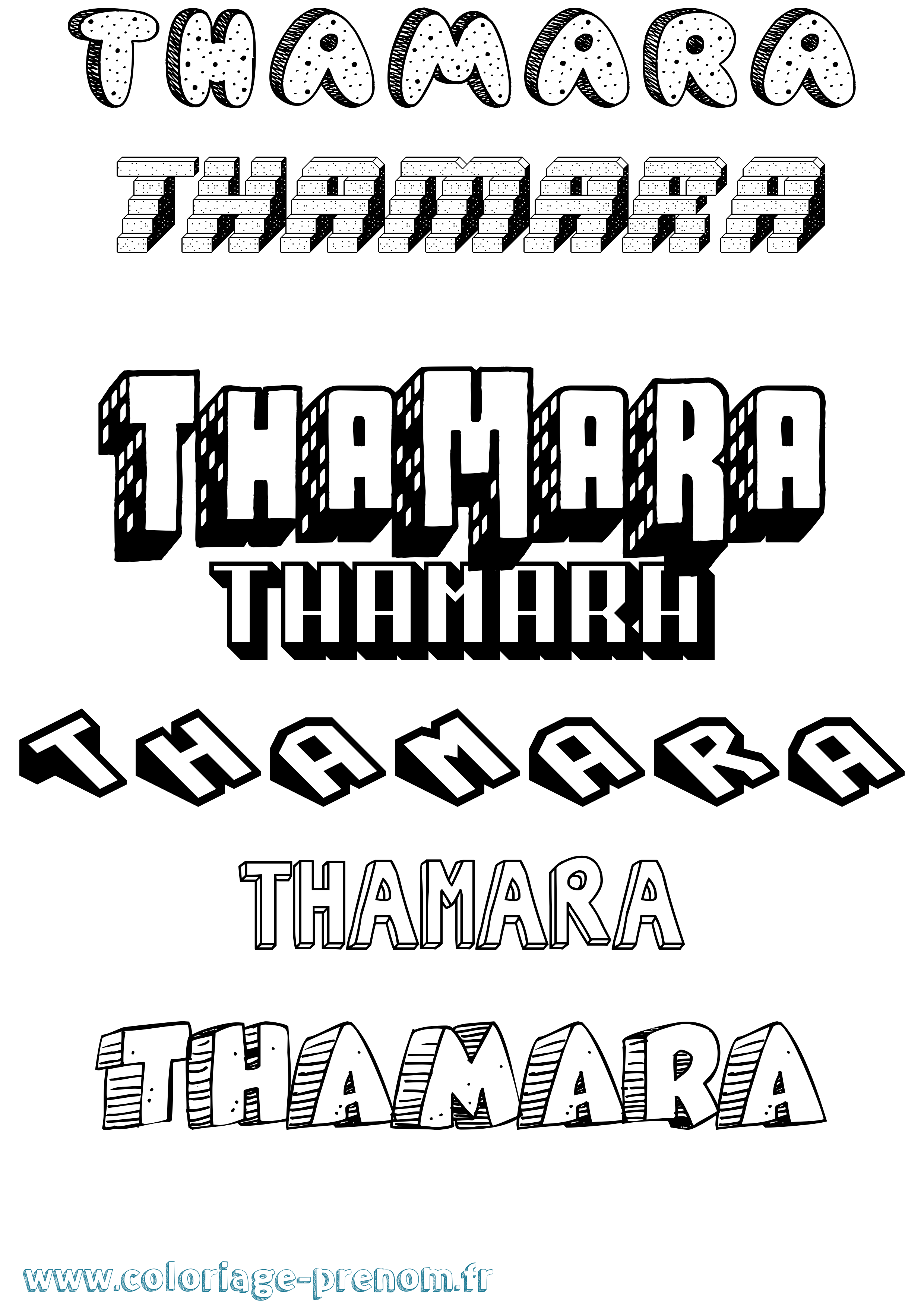 Coloriage prénom Thamara Effet 3D