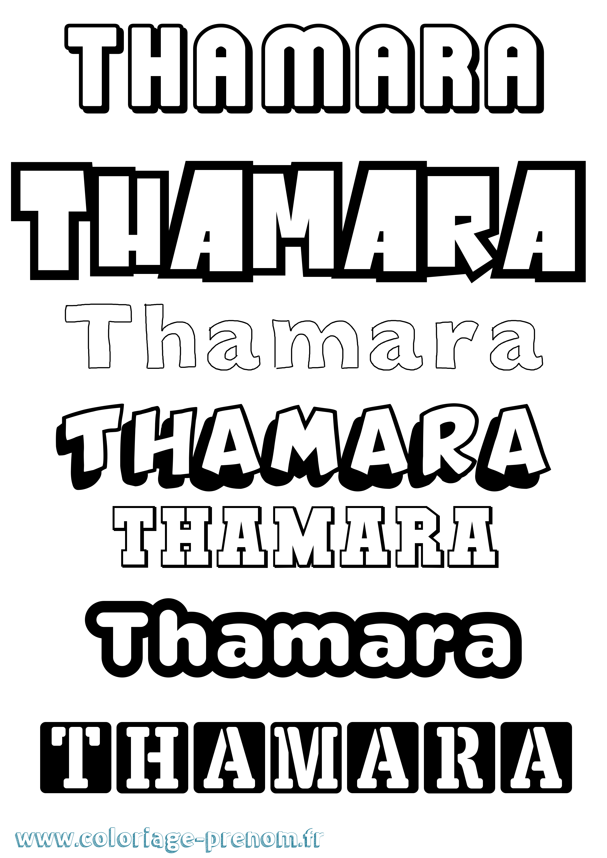 Coloriage prénom Thamara Simple