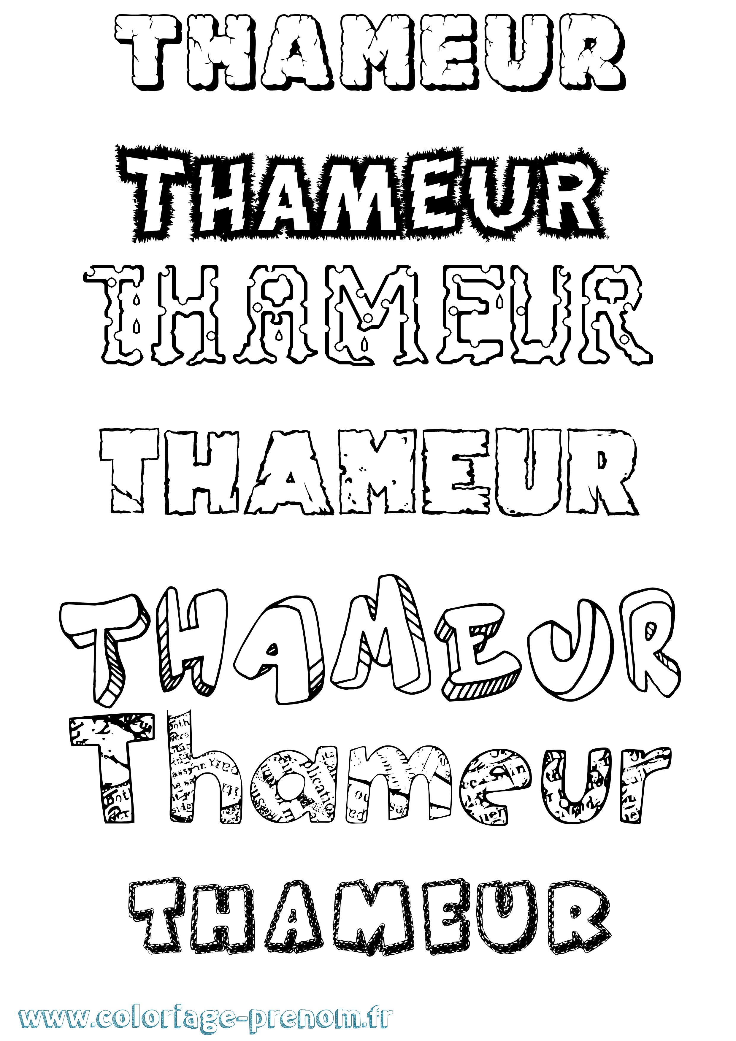 Coloriage prénom Thameur Destructuré