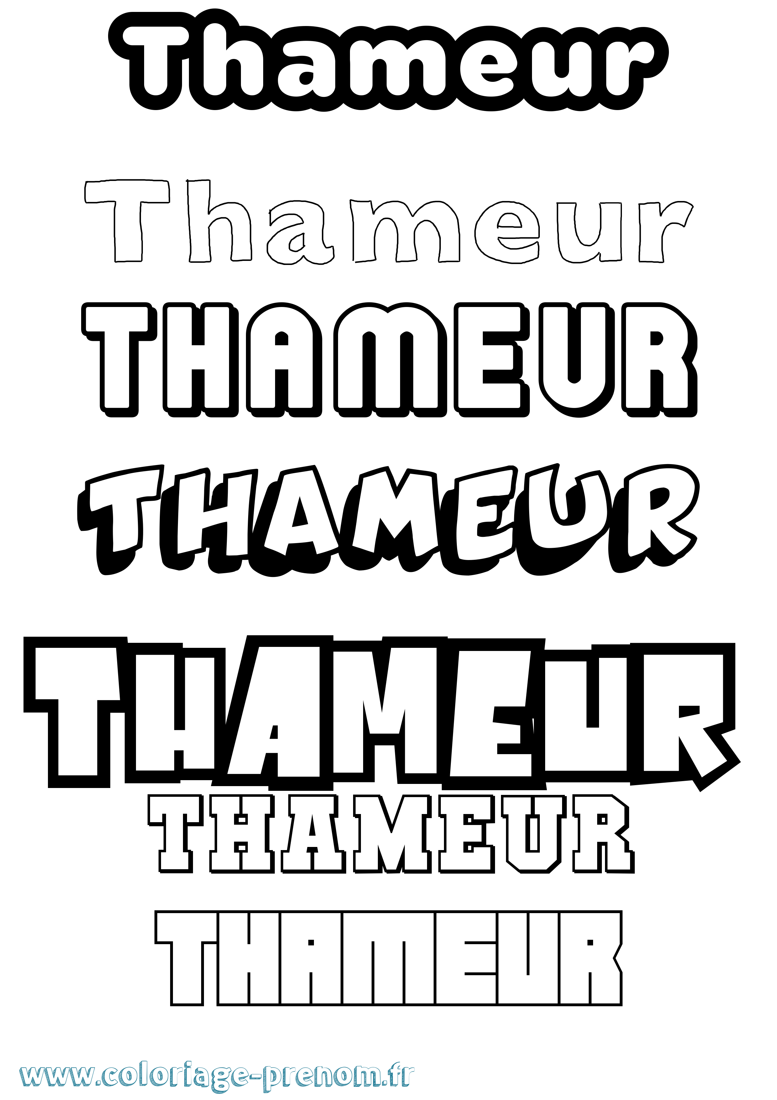 Coloriage prénom Thameur Simple
