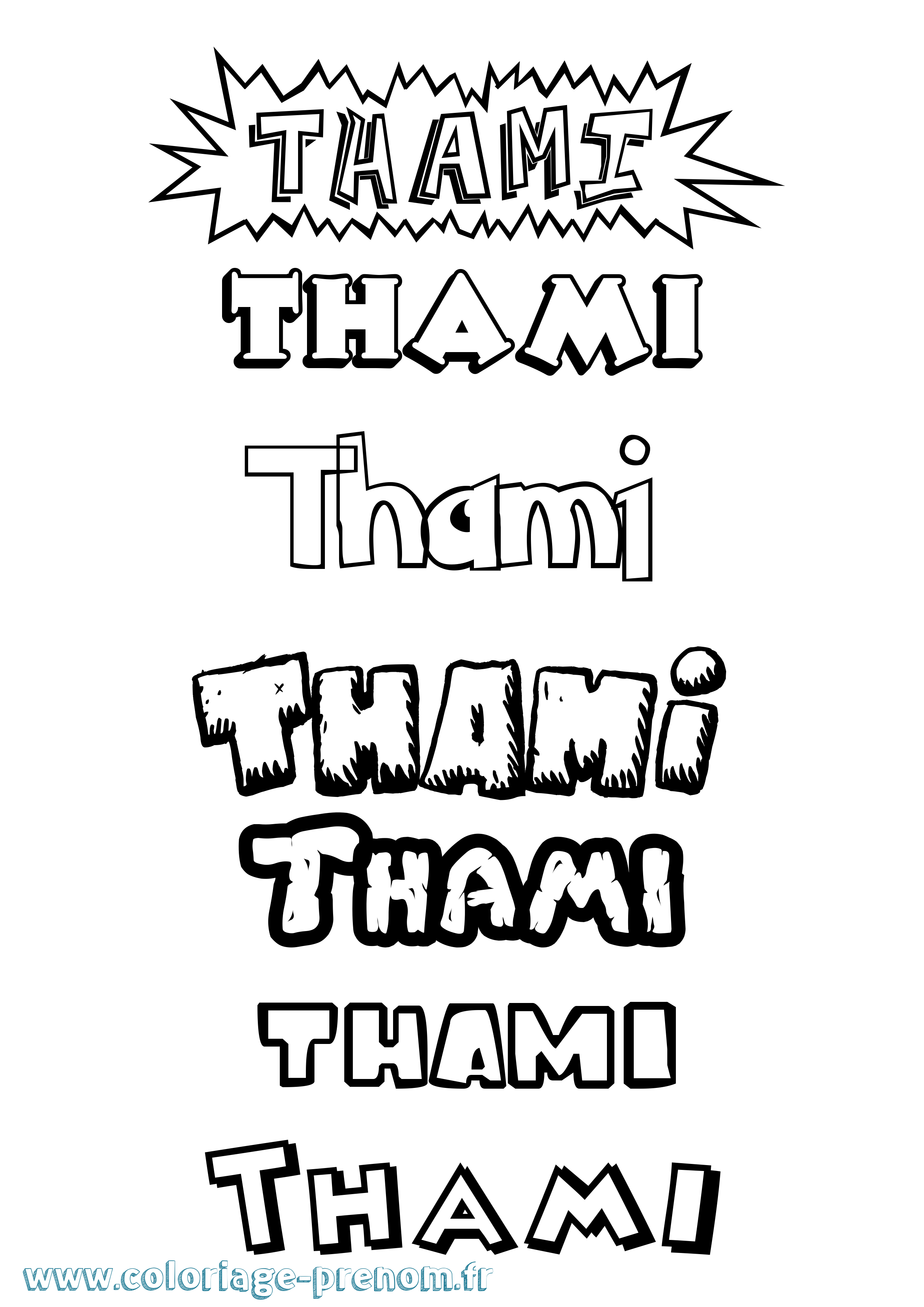 Coloriage prénom Thami Dessin Animé