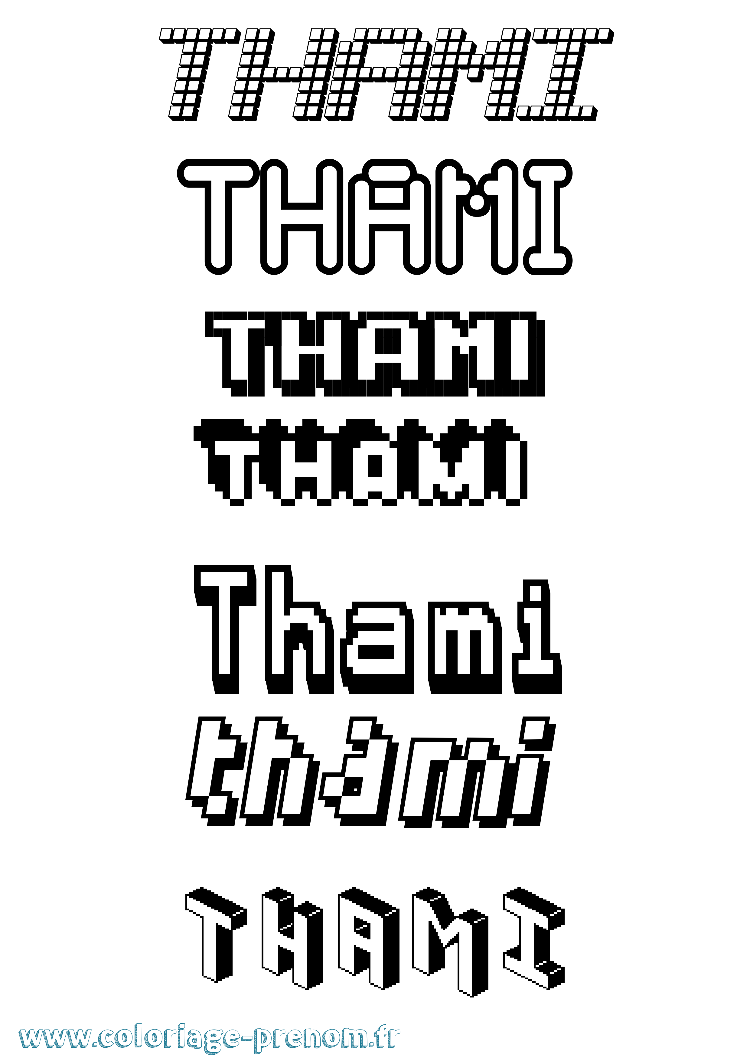 Coloriage prénom Thami Pixel