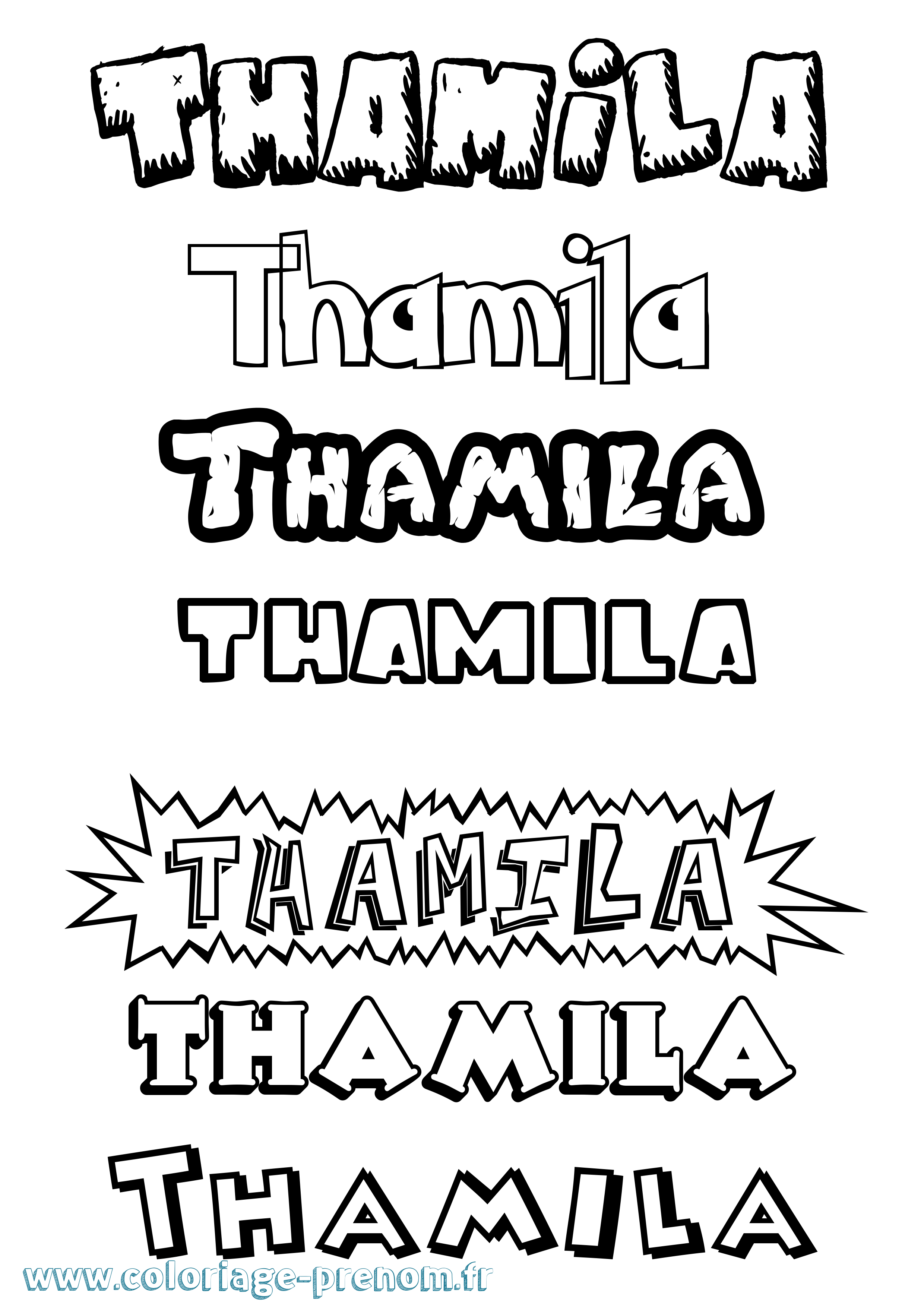 Coloriage prénom Thamila Dessin Animé