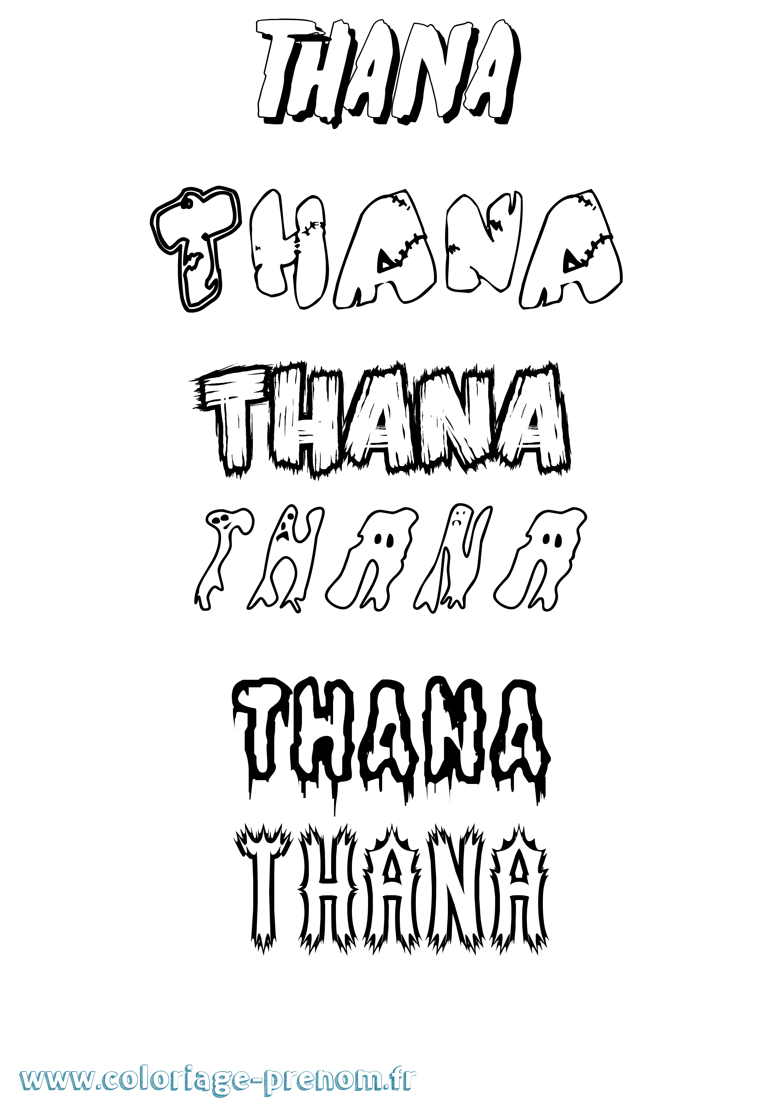 Coloriage prénom Thana Frisson