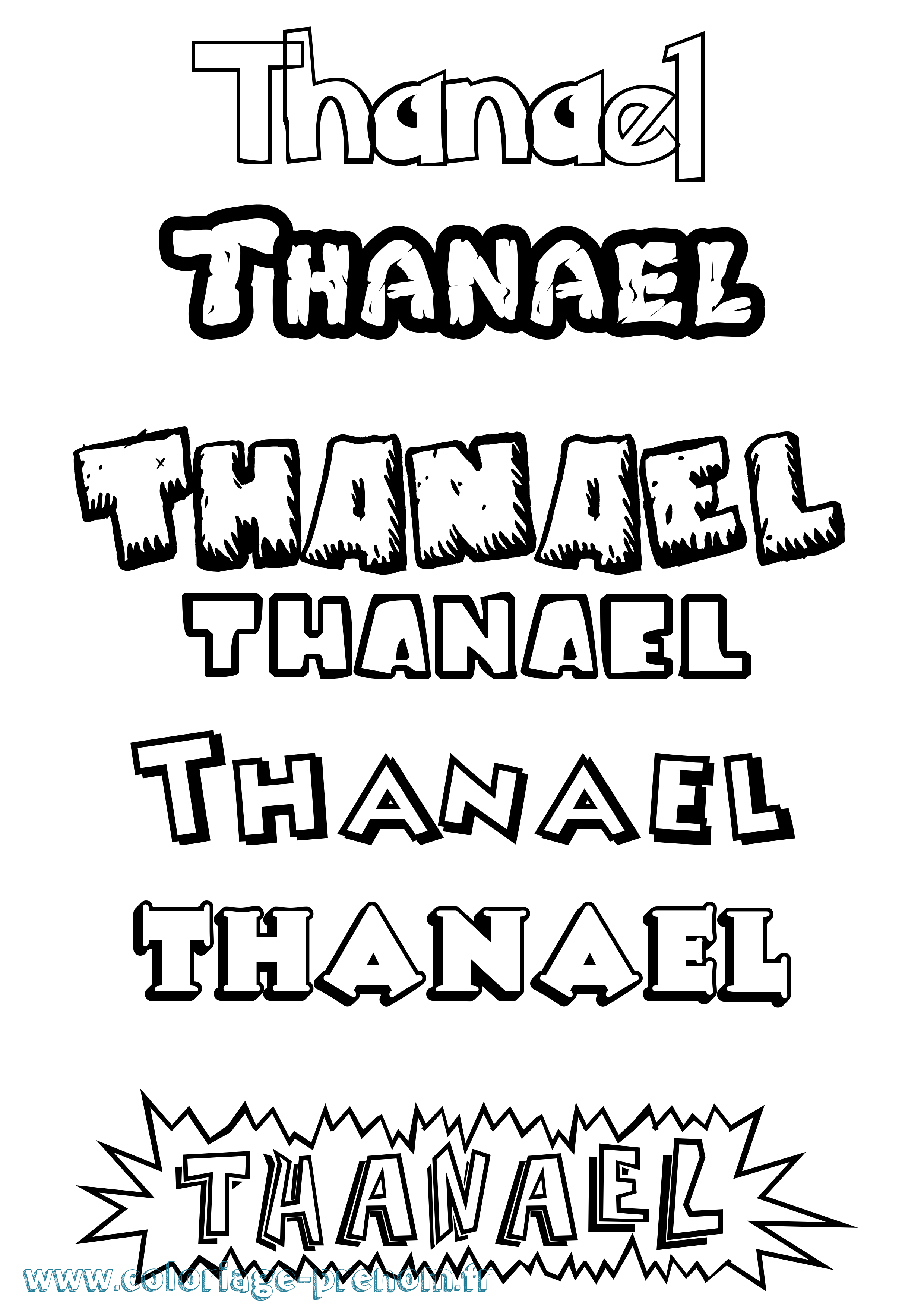 Coloriage prénom Thanael Dessin Animé