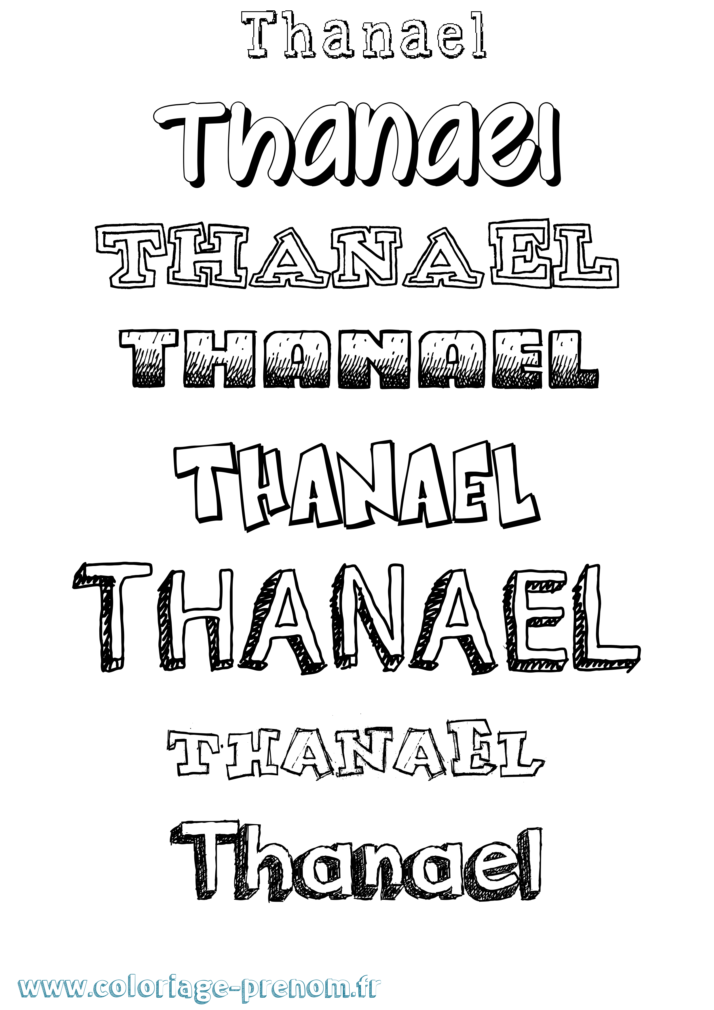 Coloriage prénom Thanael Dessiné