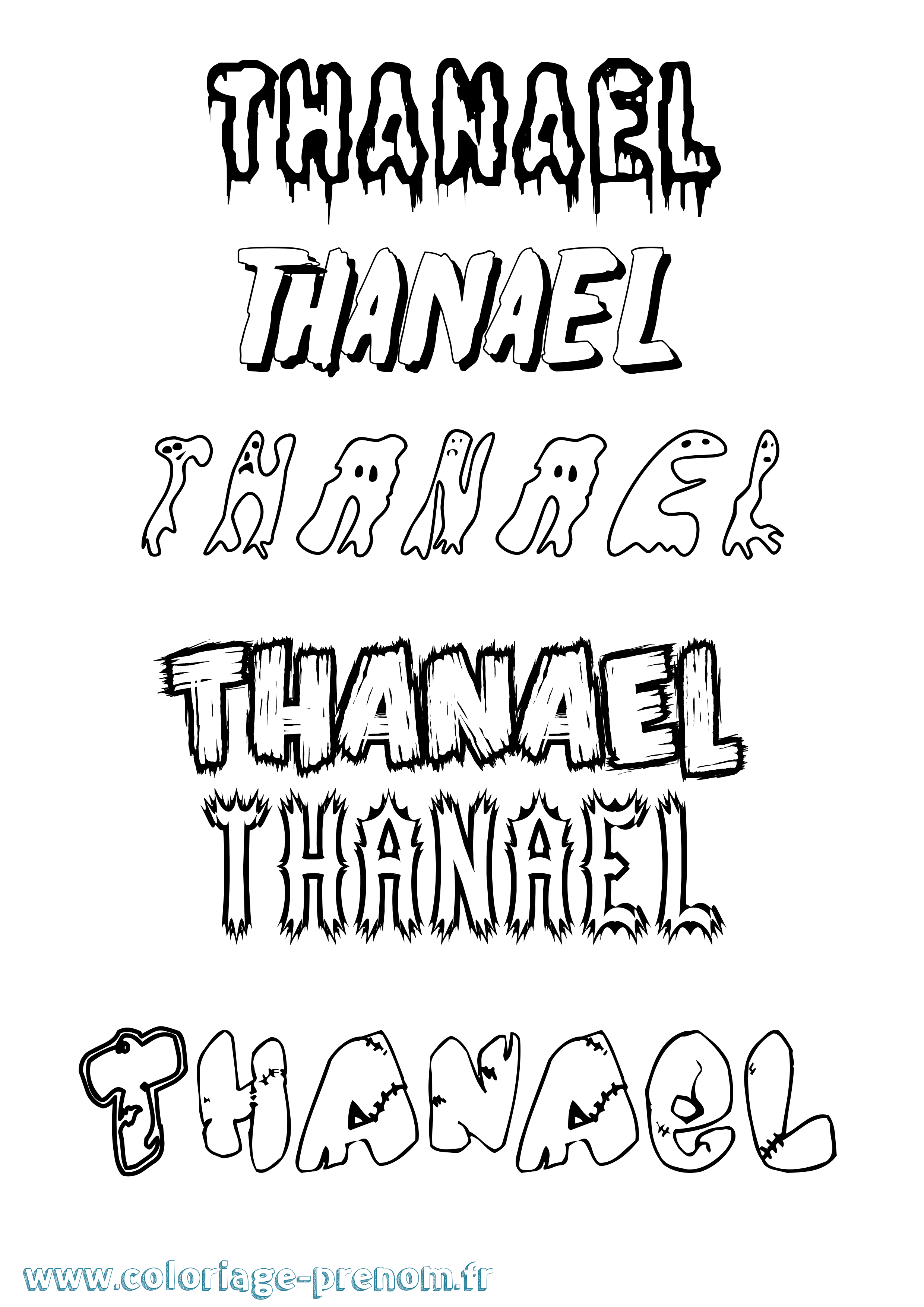 Coloriage prénom Thanael Frisson