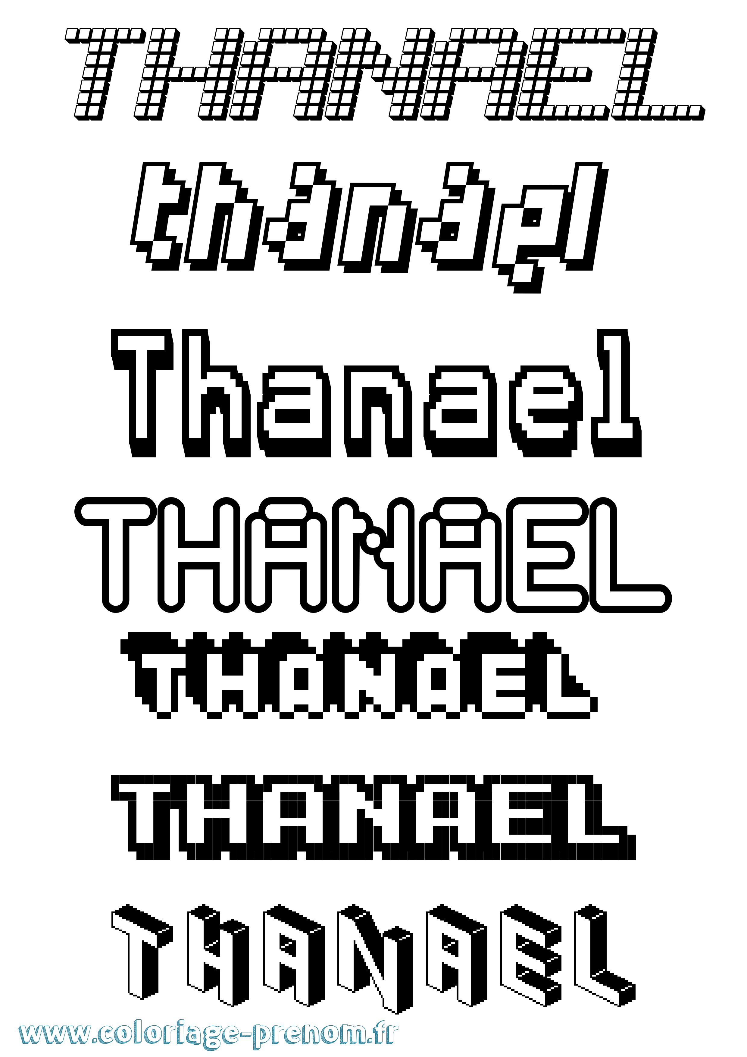 Coloriage prénom Thanael Pixel