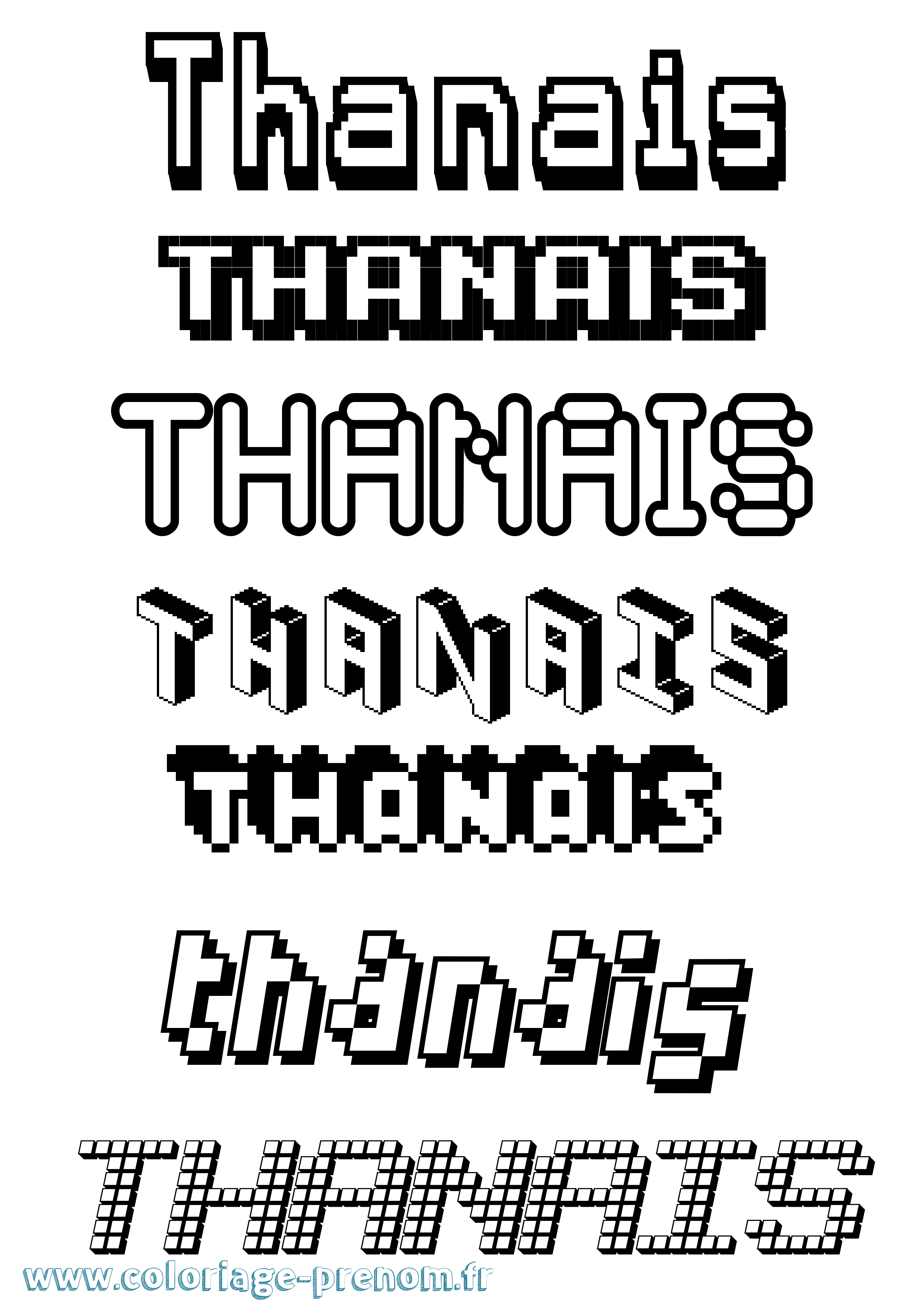 Coloriage prénom Thanais Pixel