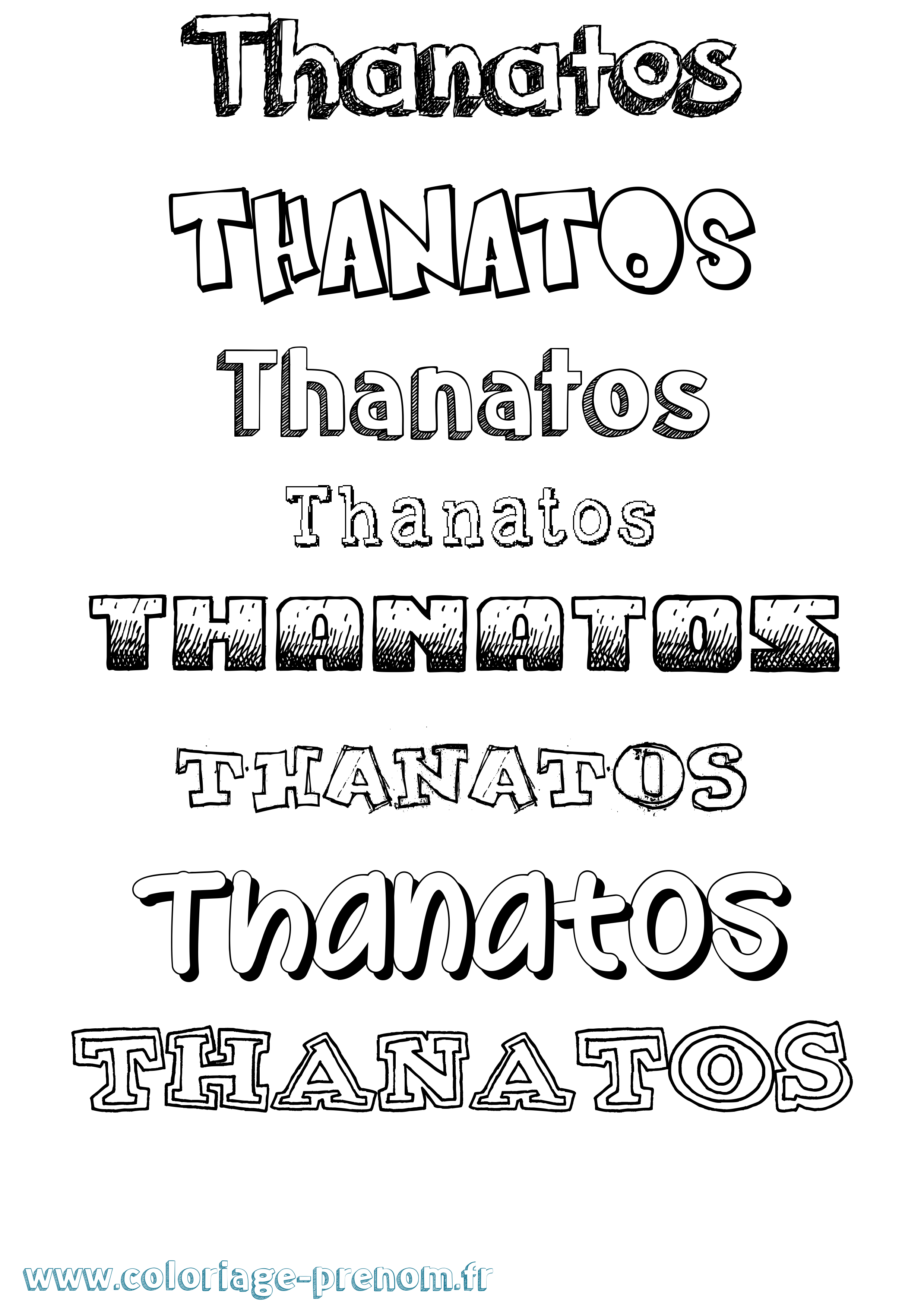 Coloriage prénom Thanatos Dessiné