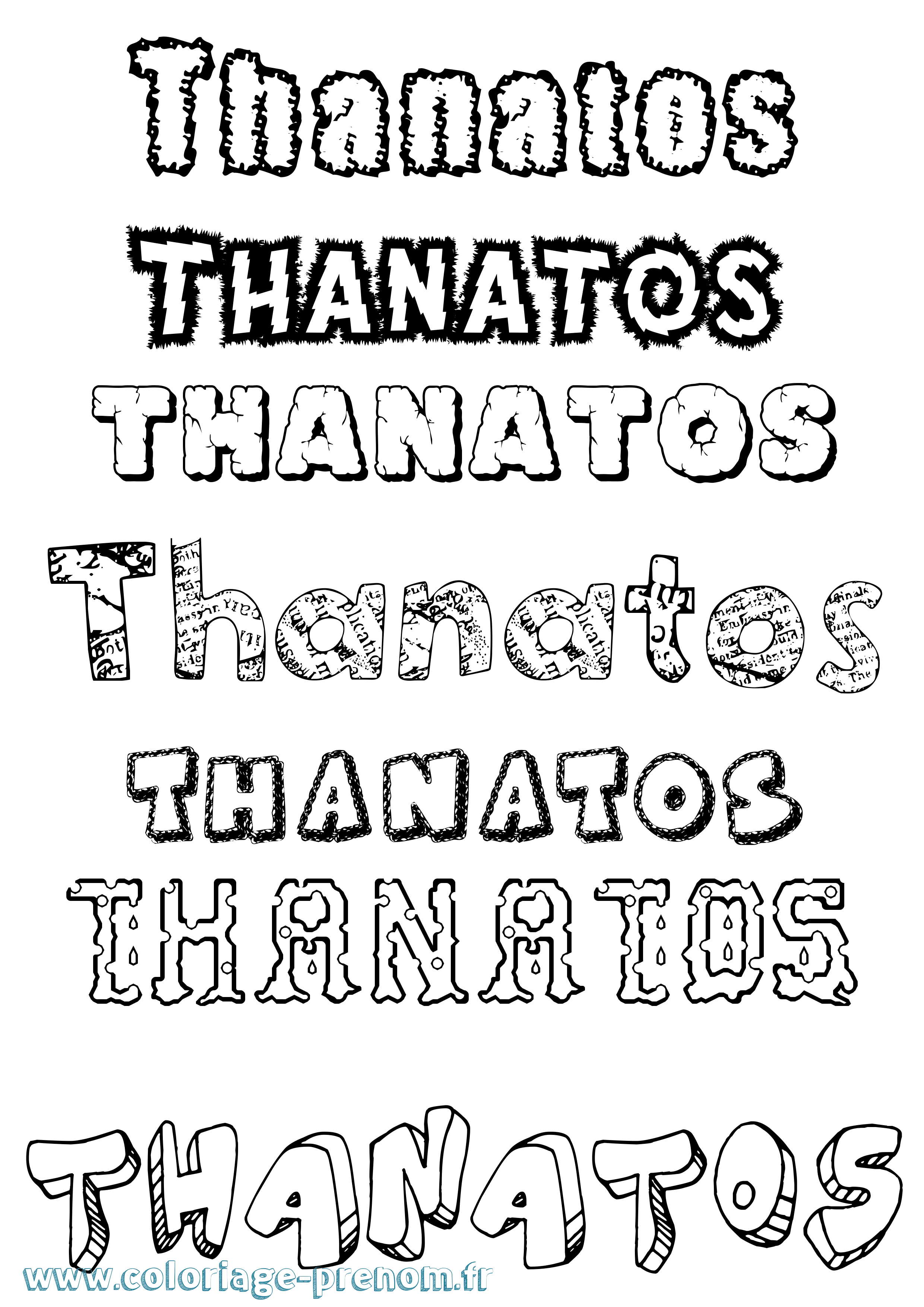 Coloriage prénom Thanatos Destructuré