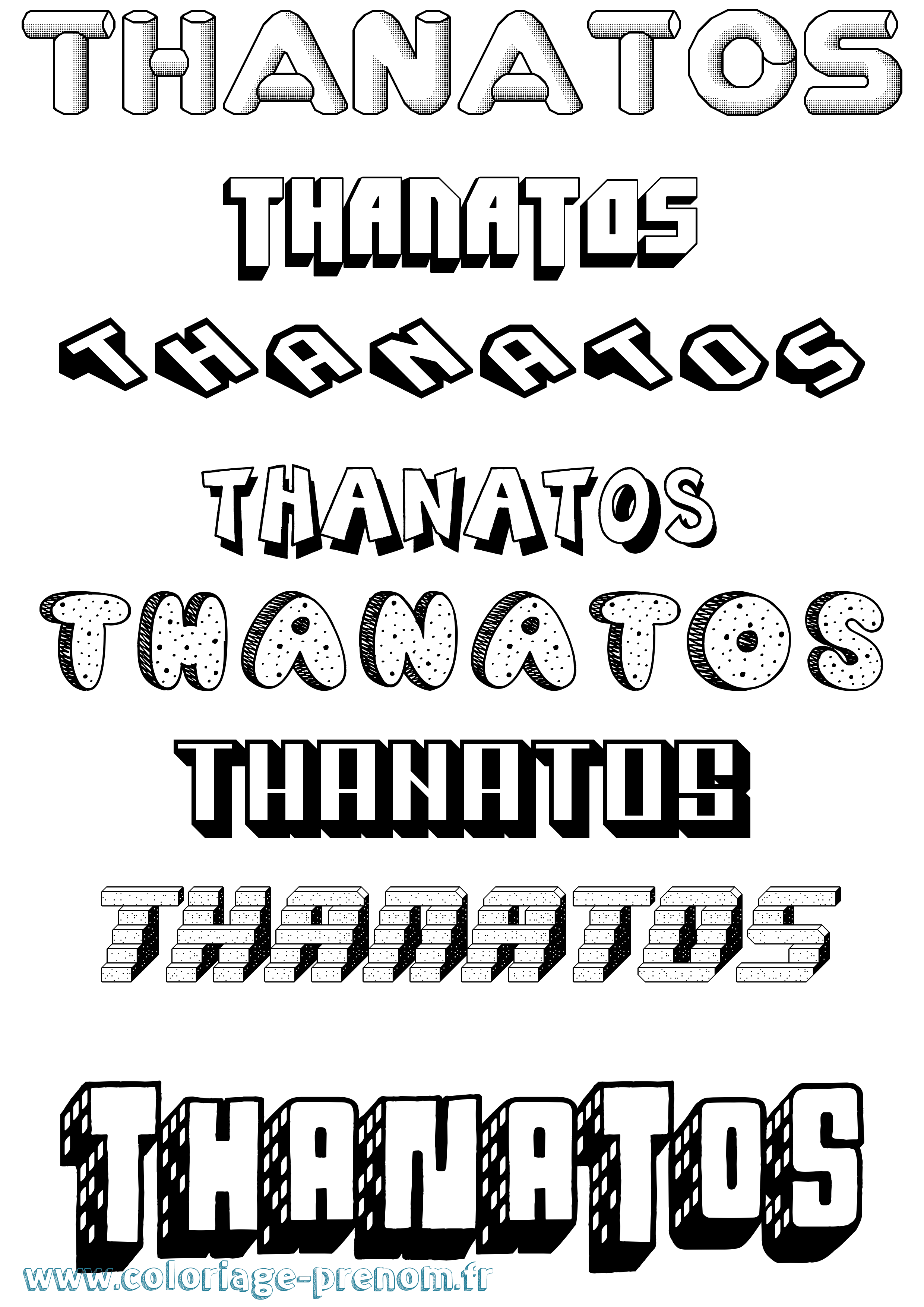 Coloriage prénom Thanatos Effet 3D
