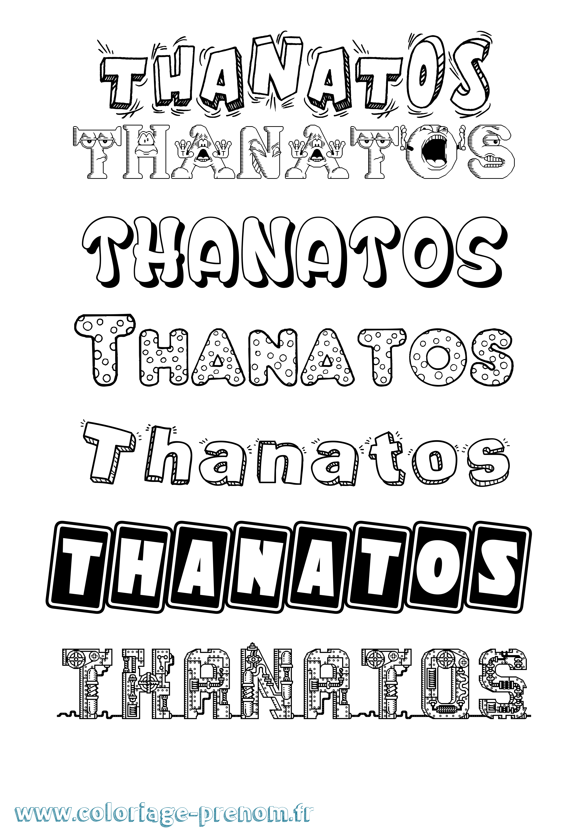 Coloriage prénom Thanatos Fun