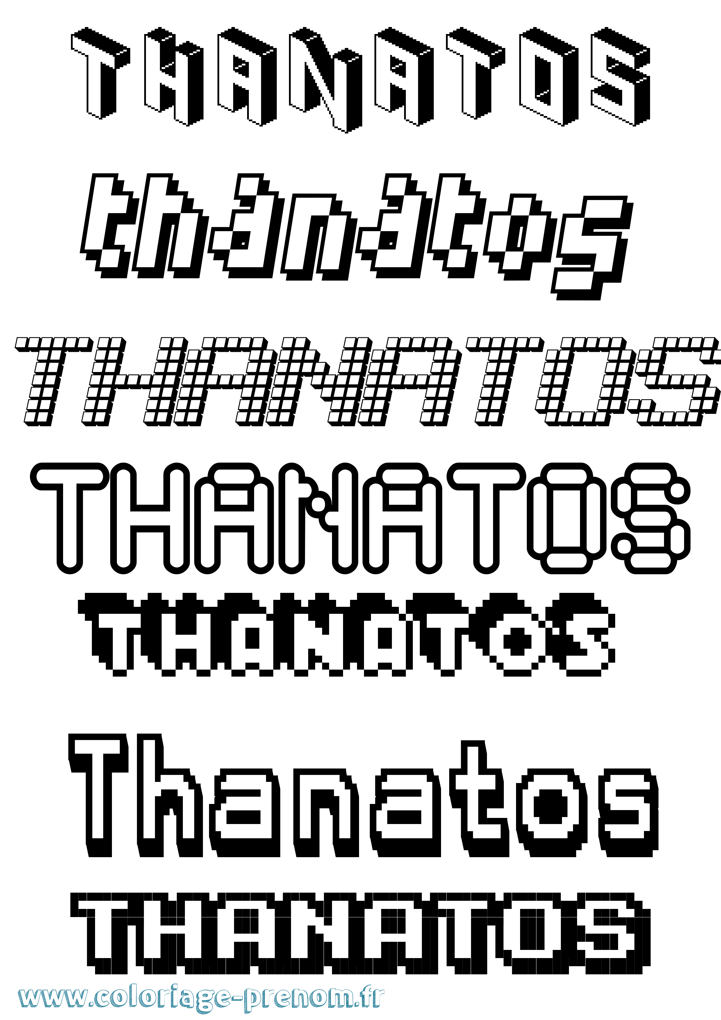 Coloriage prénom Thanatos Pixel