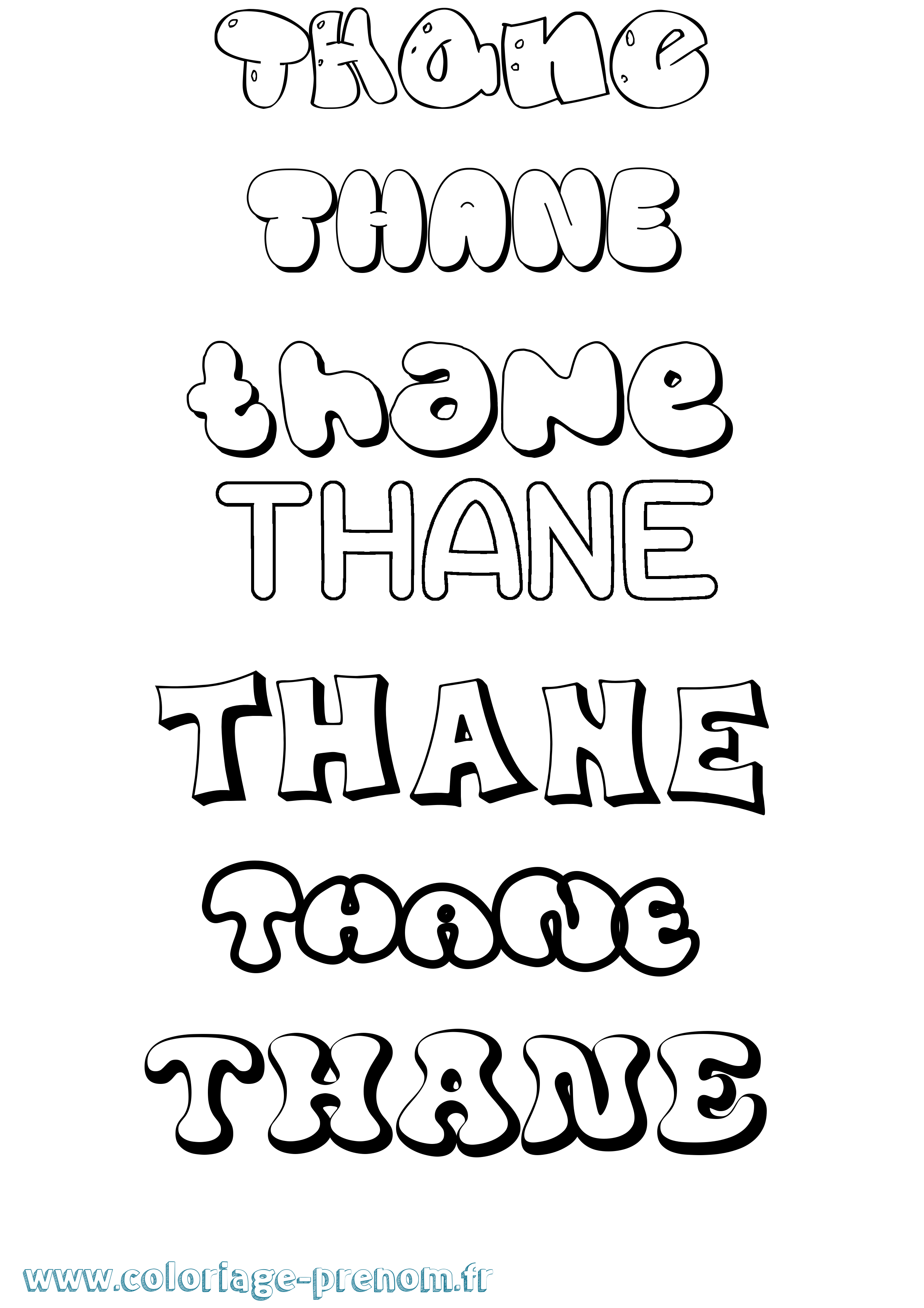 Coloriage prénom Thane Bubble