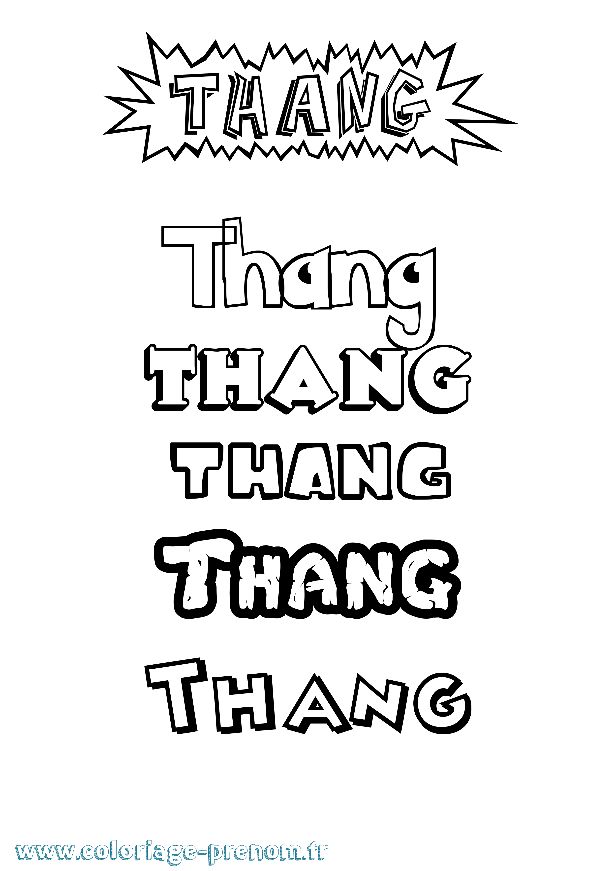 Coloriage prénom Thang Dessin Animé
