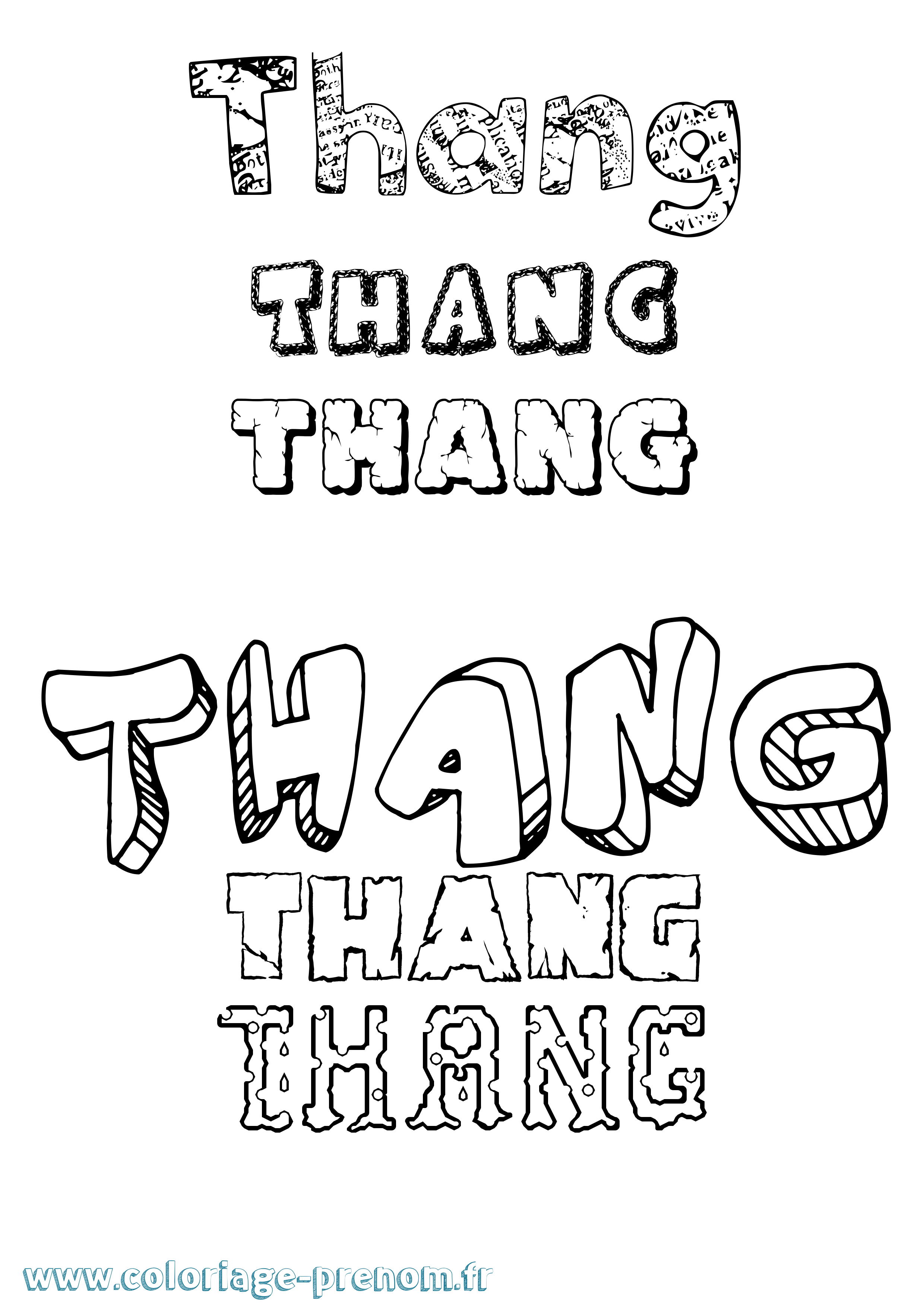Coloriage prénom Thang Destructuré