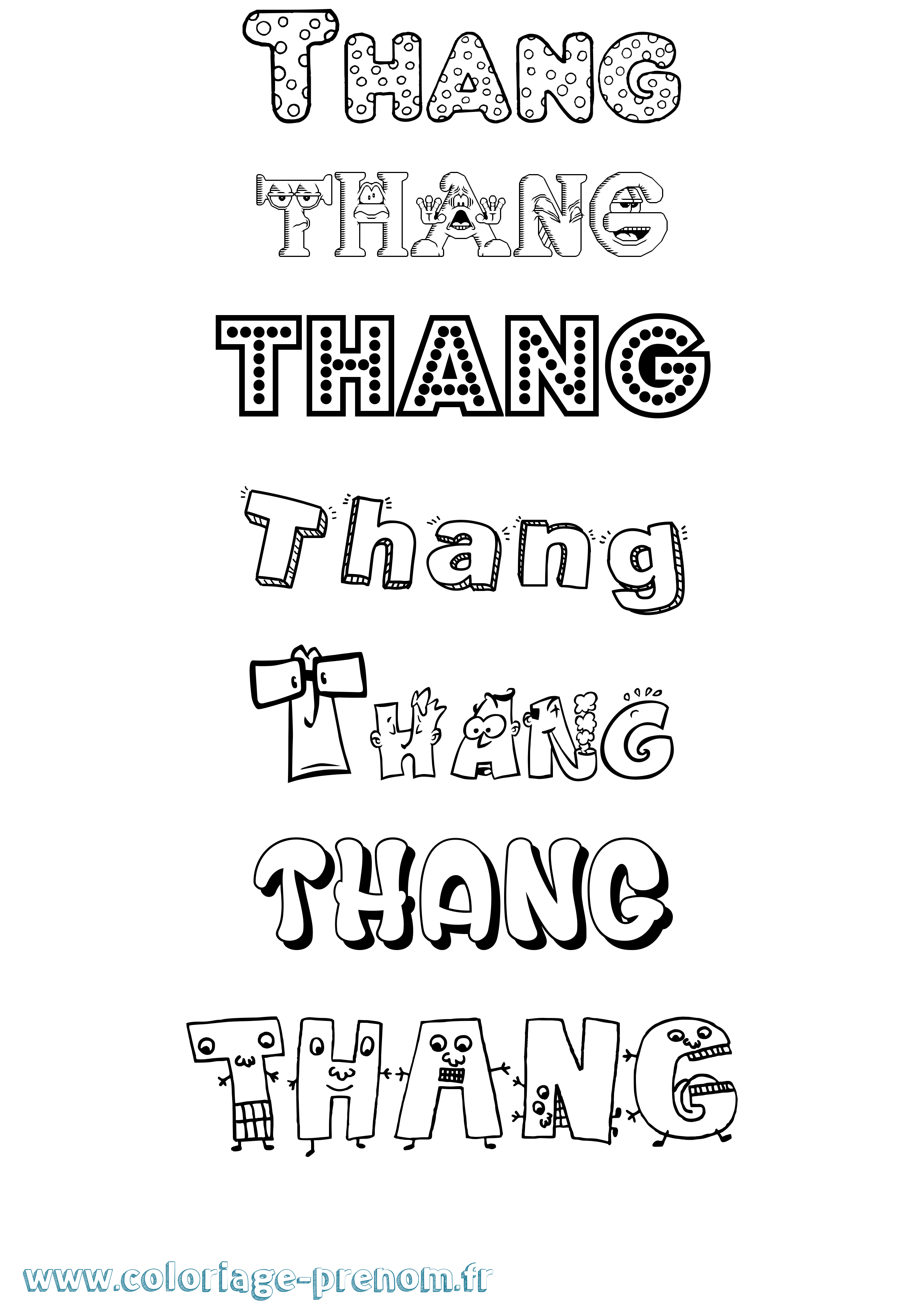 Coloriage prénom Thang Fun