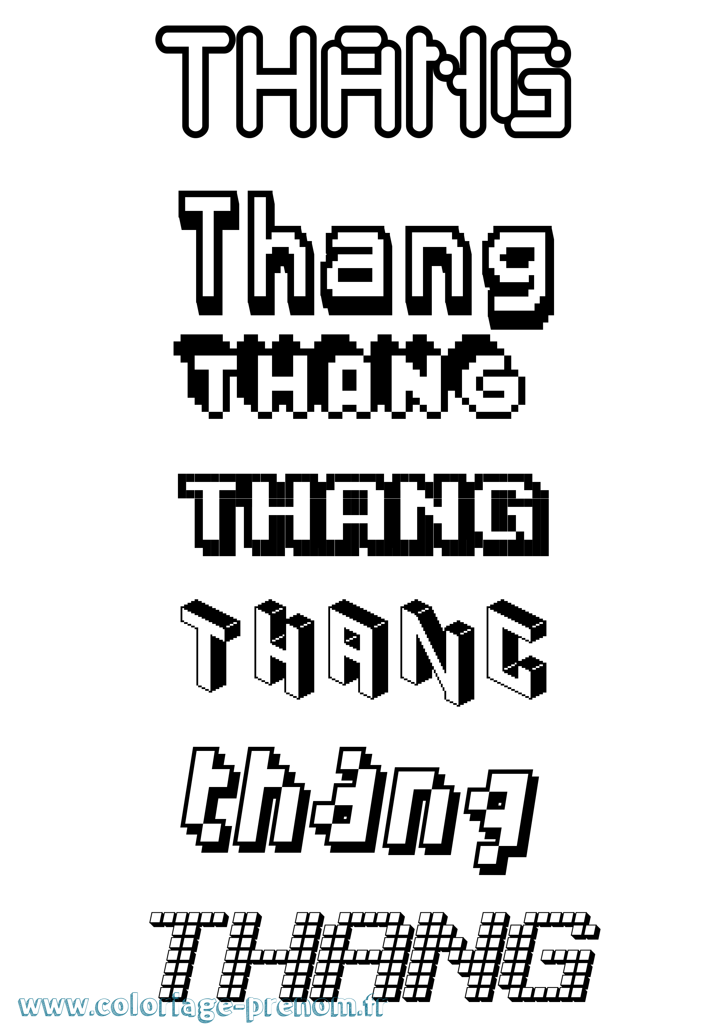 Coloriage prénom Thang Pixel