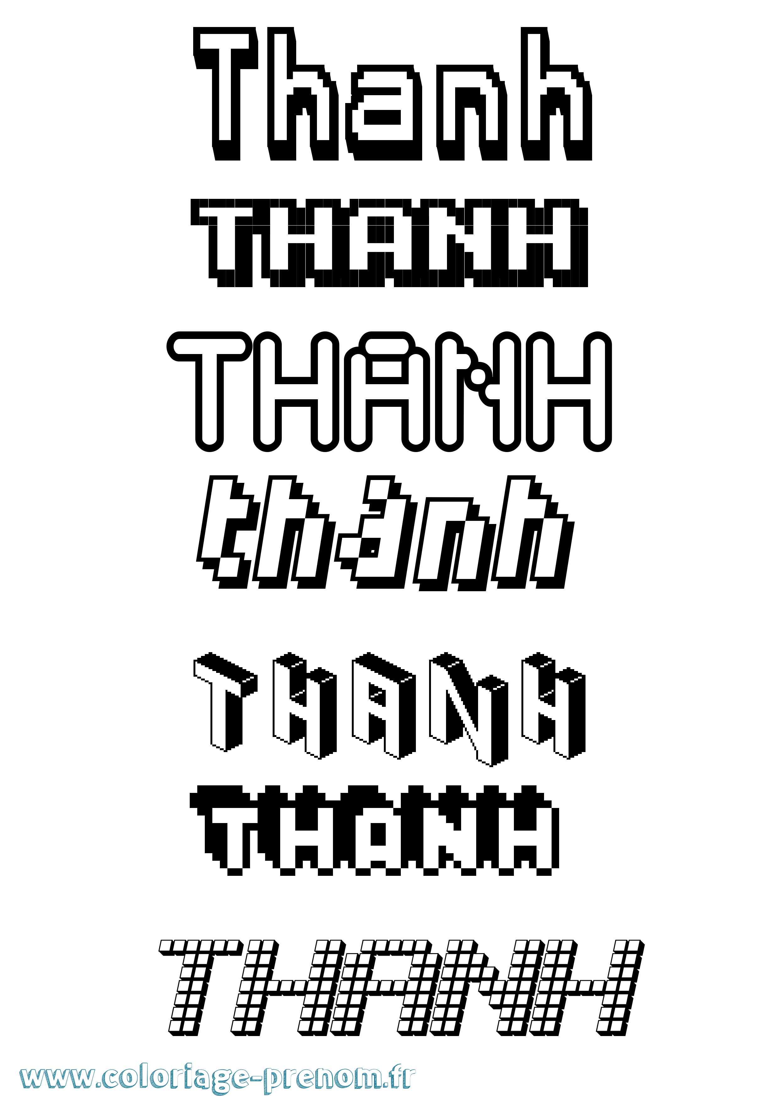 Coloriage prénom Thanh Pixel