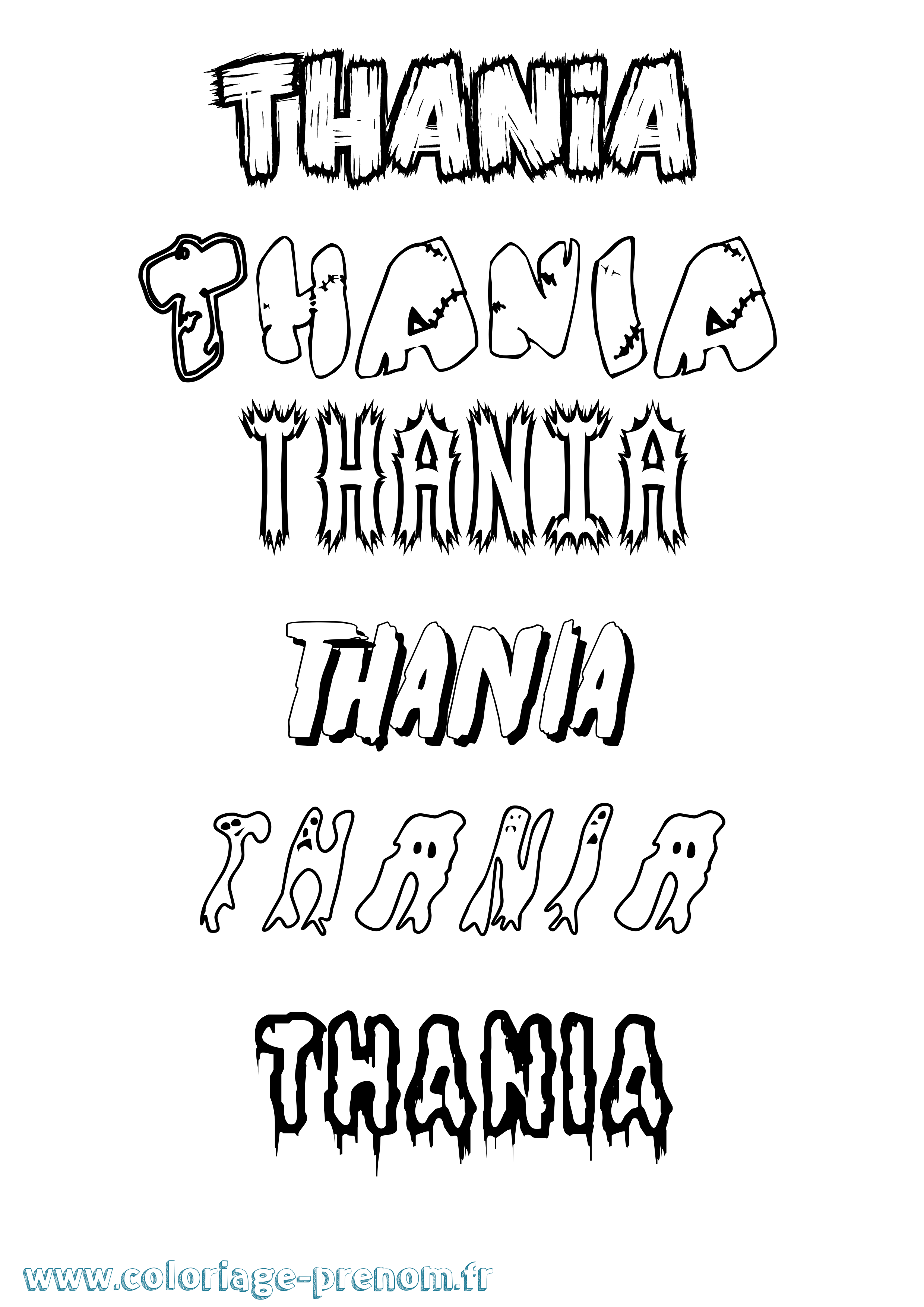Coloriage prénom Thania Frisson