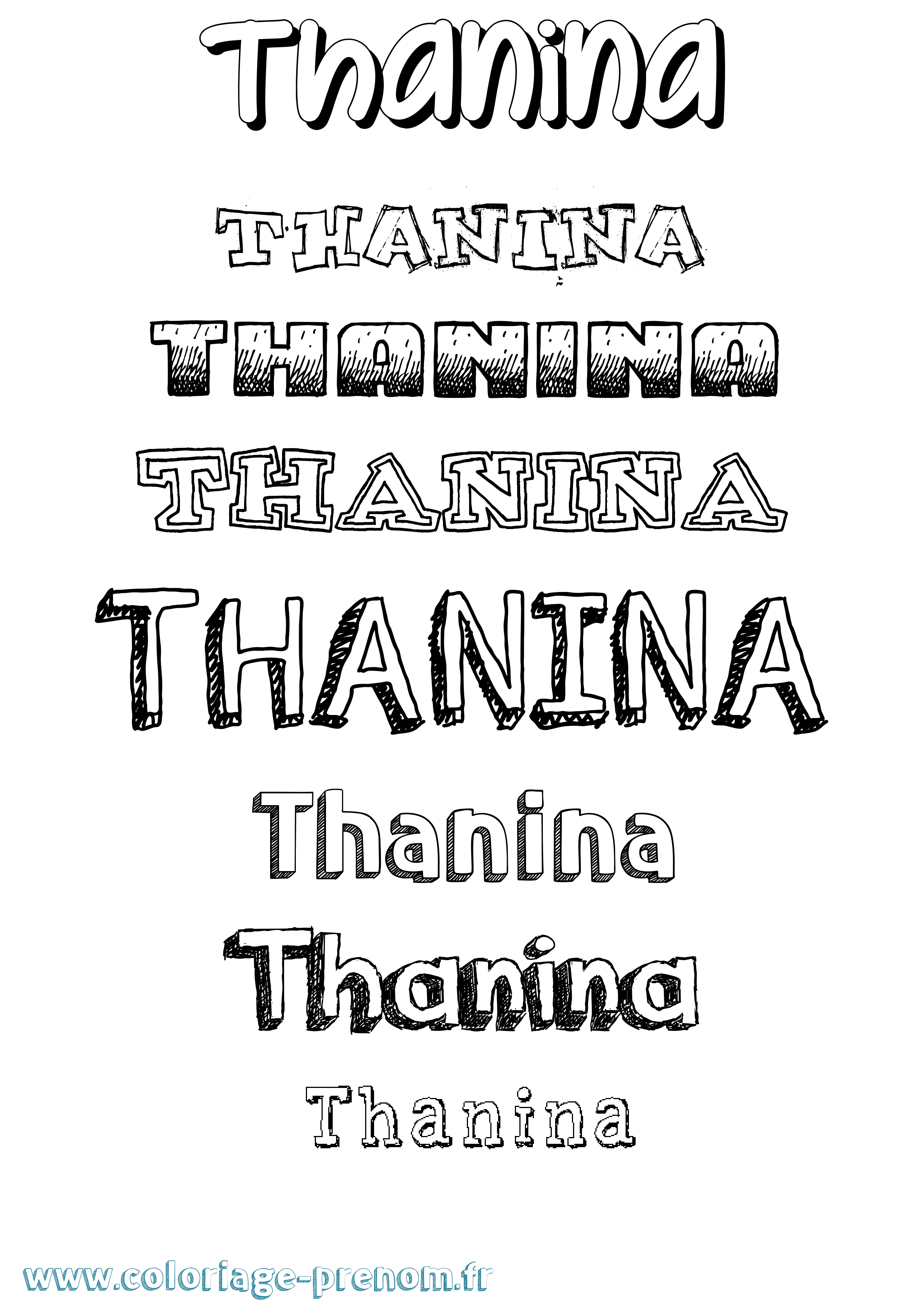 Coloriage prénom Thanina Dessiné