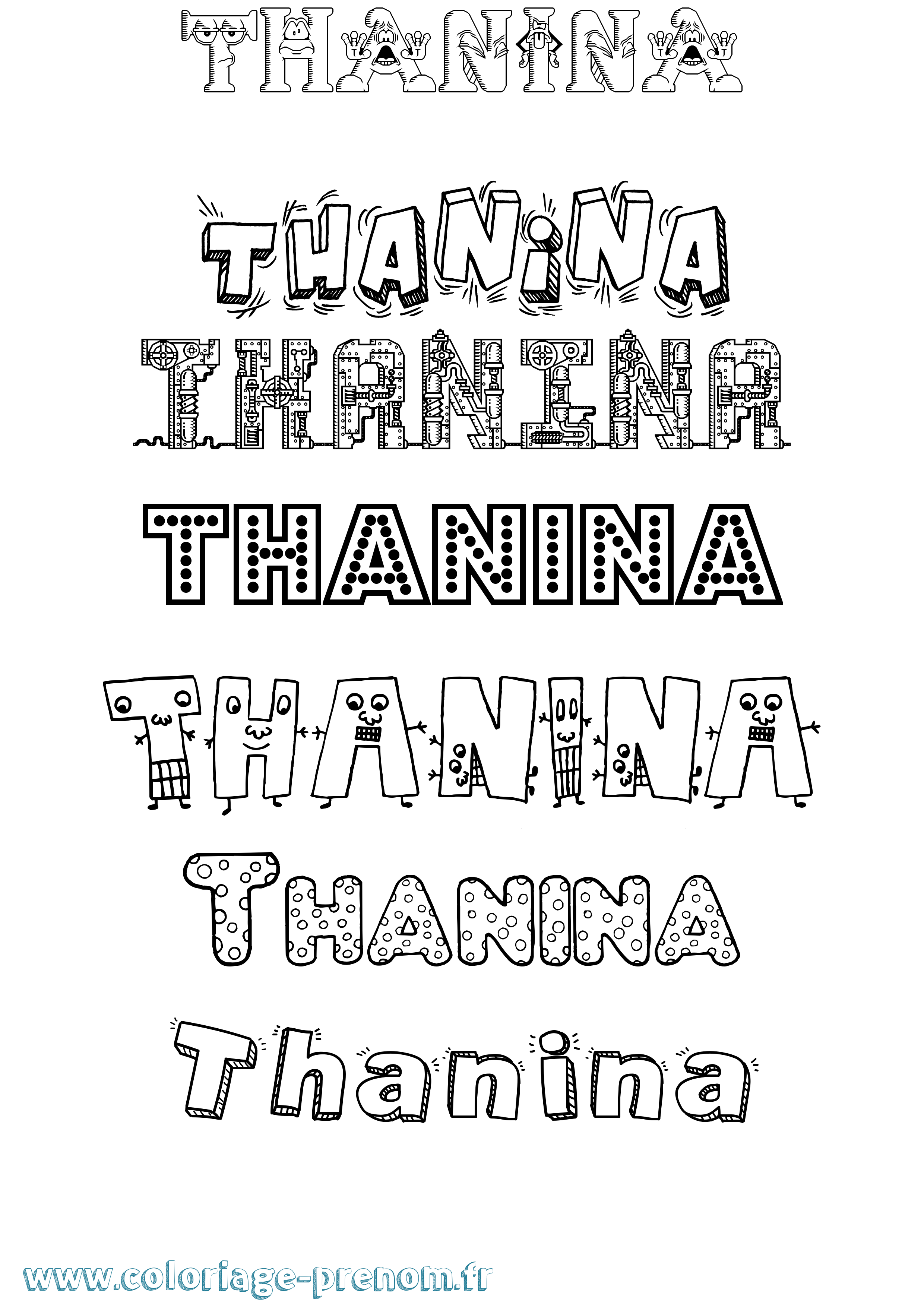 Coloriage prénom Thanina Fun