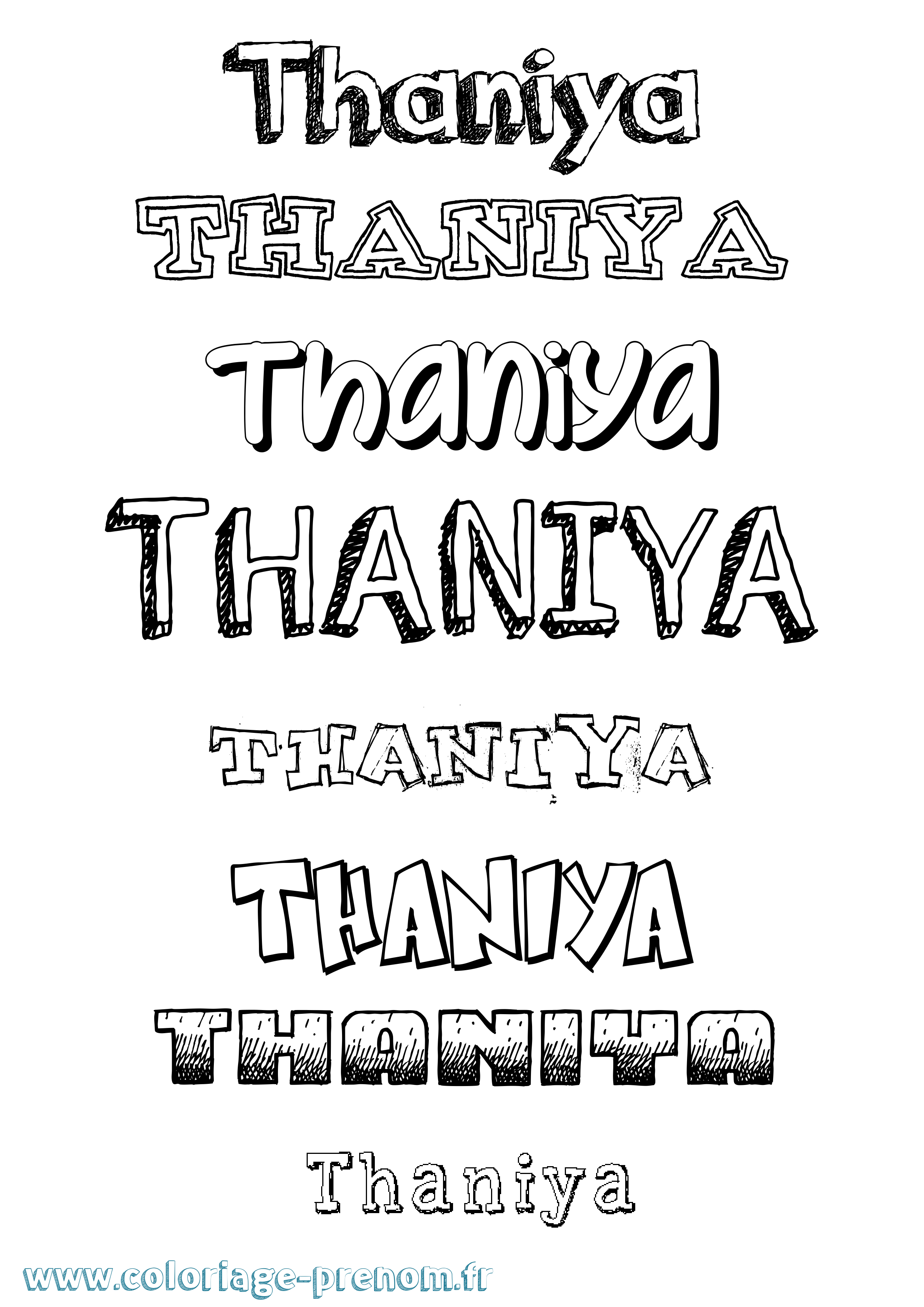 Coloriage prénom Thaniya Dessiné