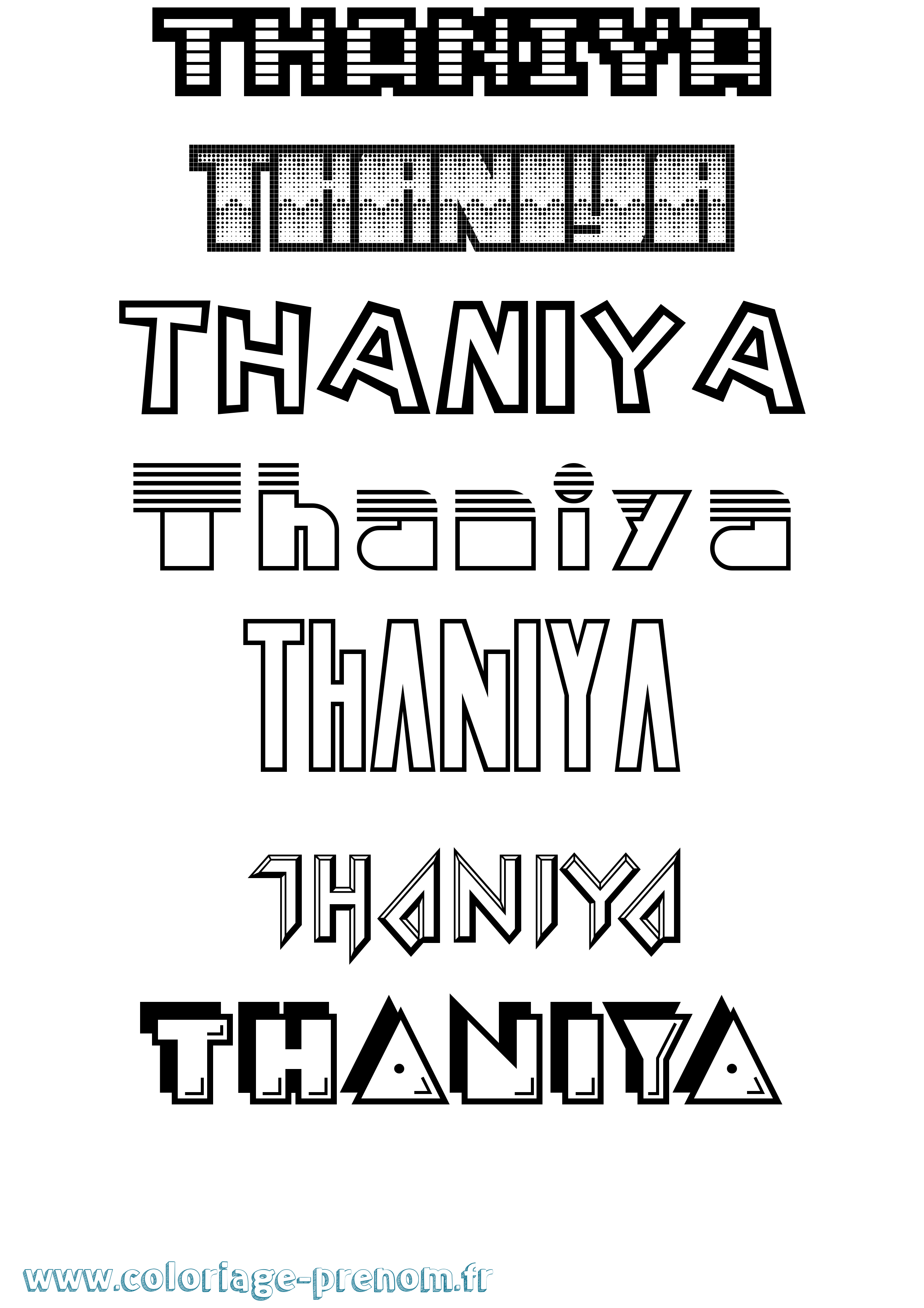 Coloriage prénom Thaniya Jeux Vidéos
