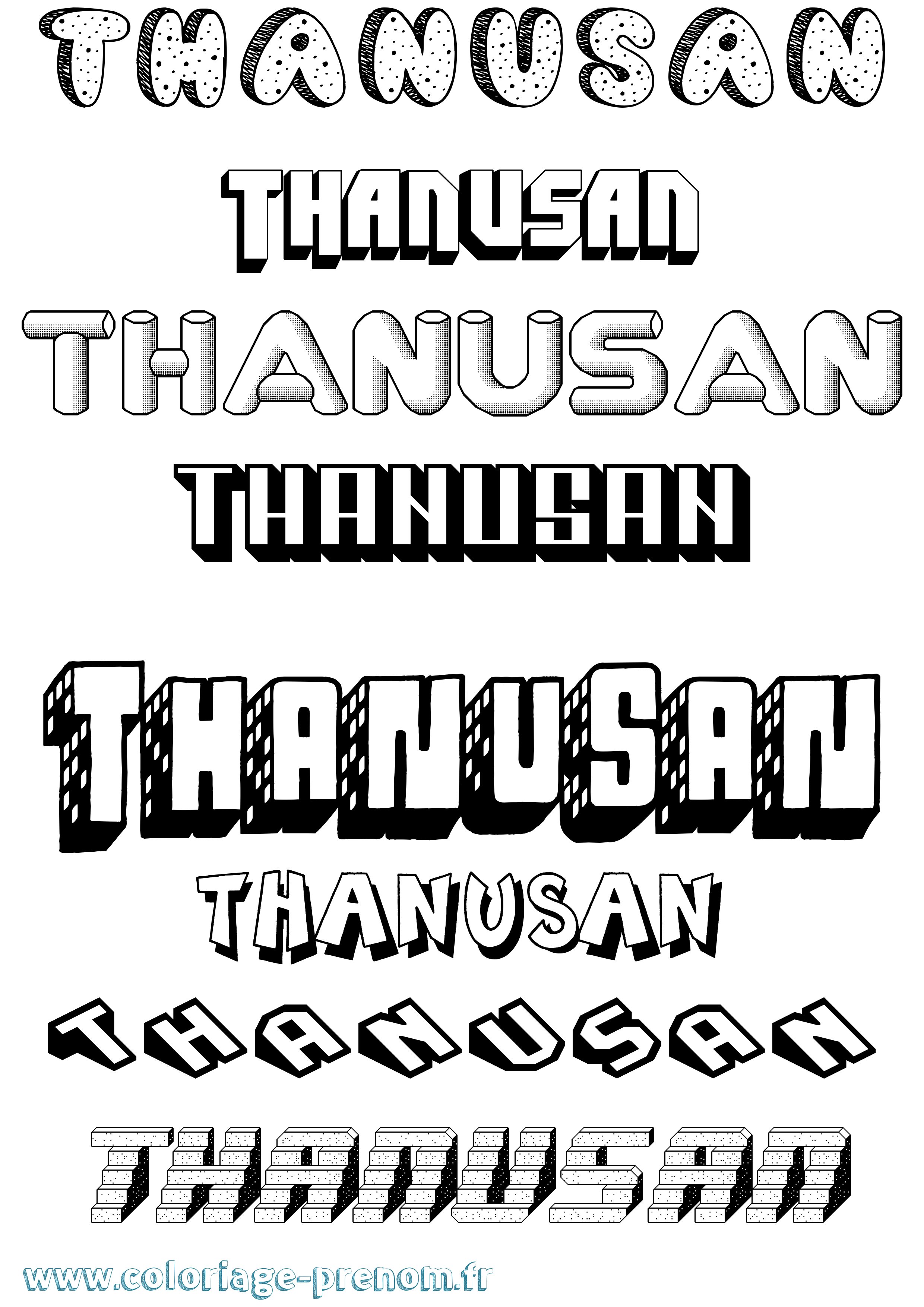 Coloriage prénom Thanusan Effet 3D