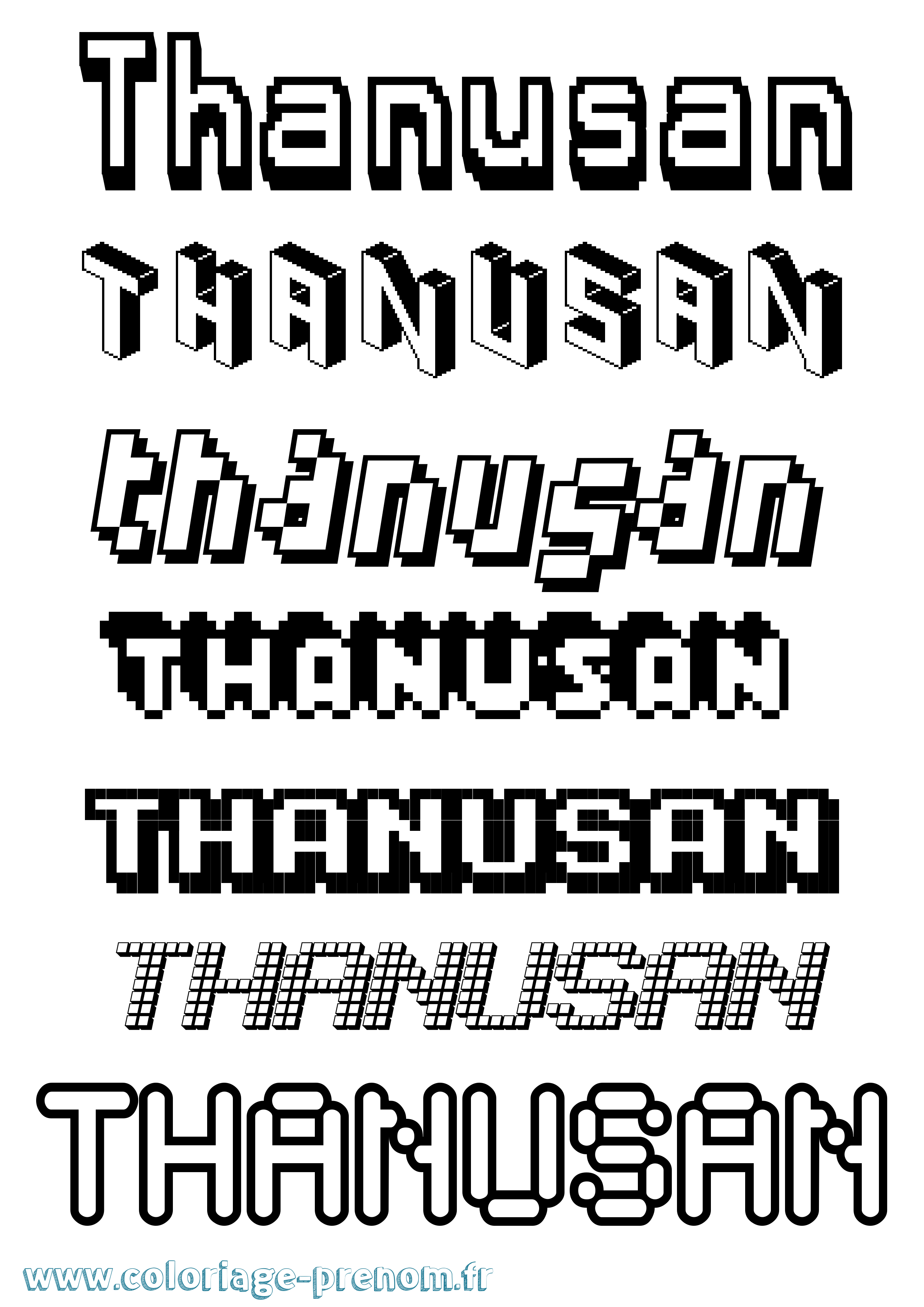Coloriage prénom Thanusan Pixel