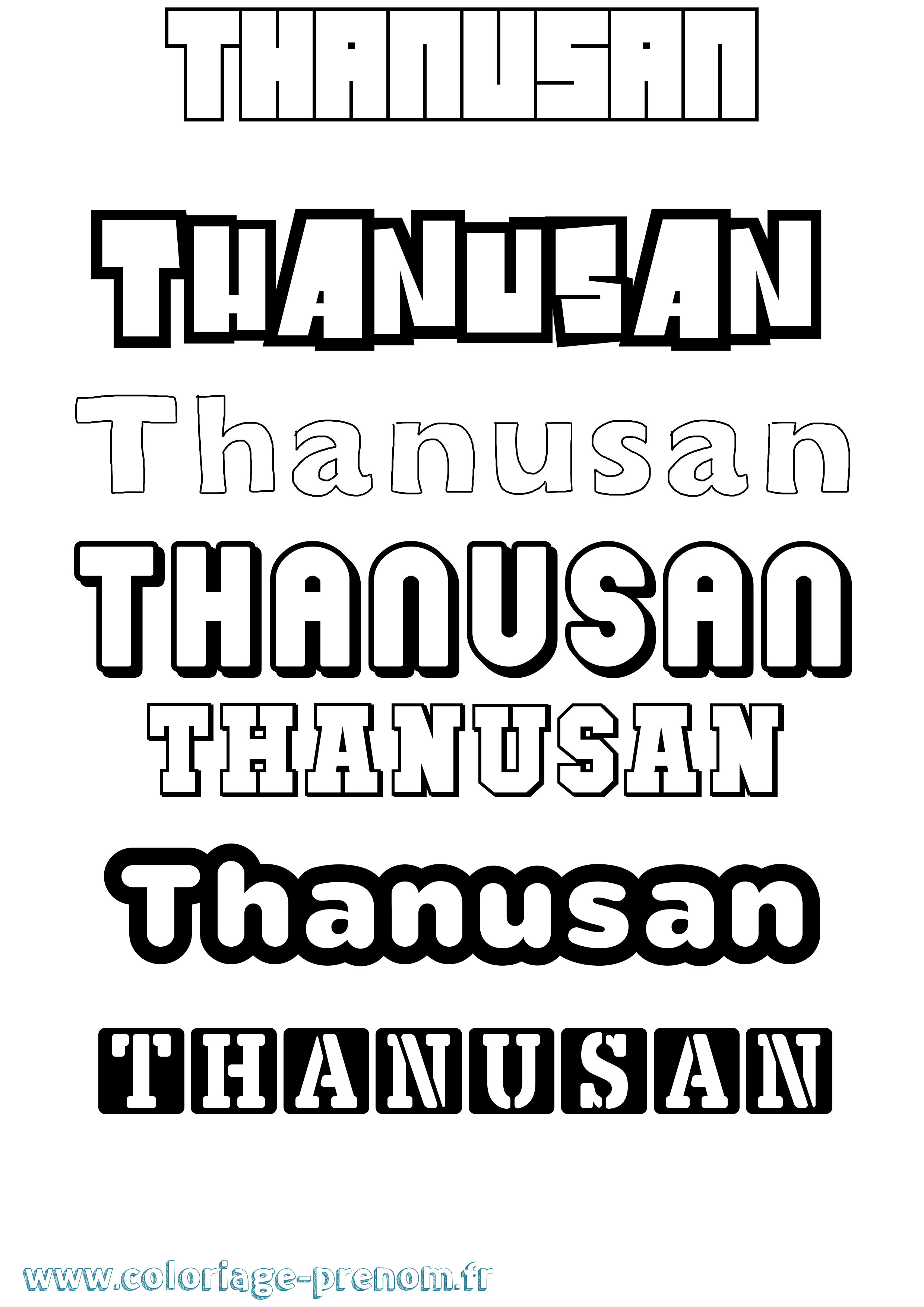 Coloriage prénom Thanusan Simple