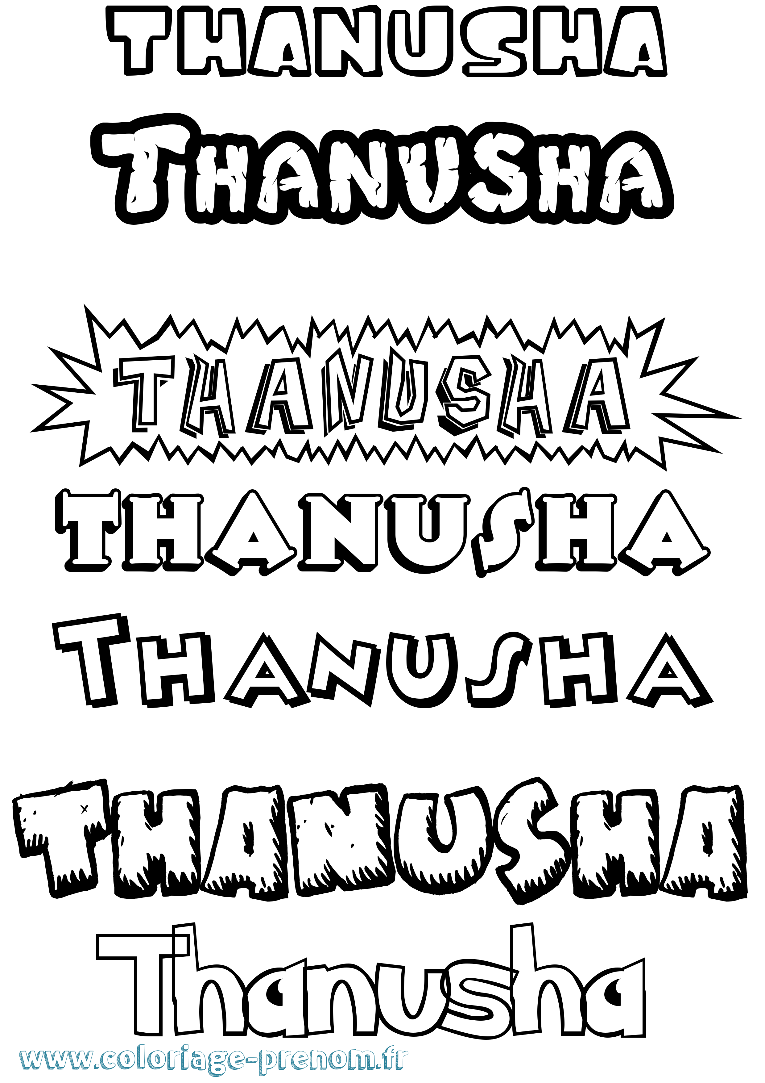 Coloriage prénom Thanusha Dessin Animé