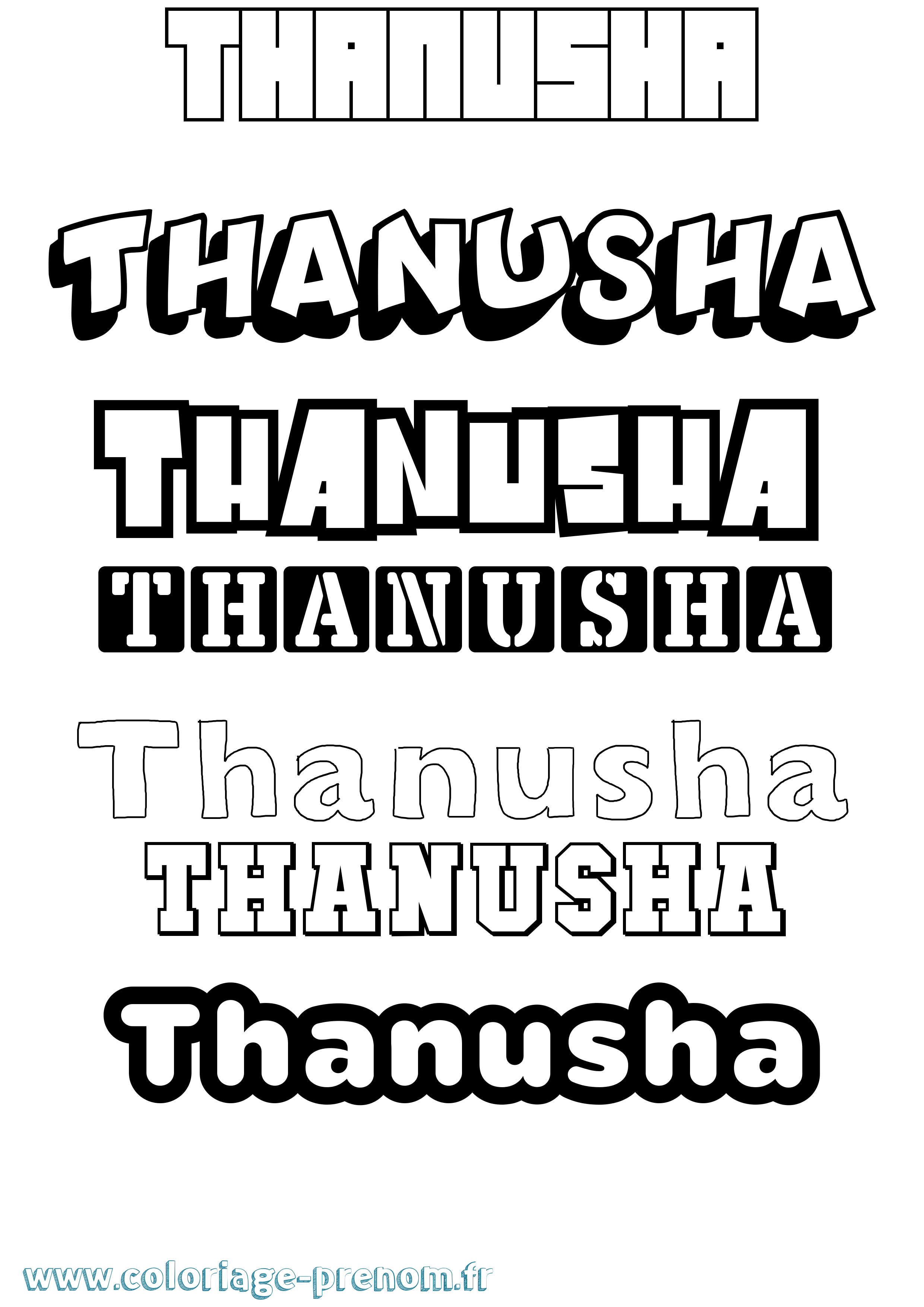 Coloriage prénom Thanusha Simple